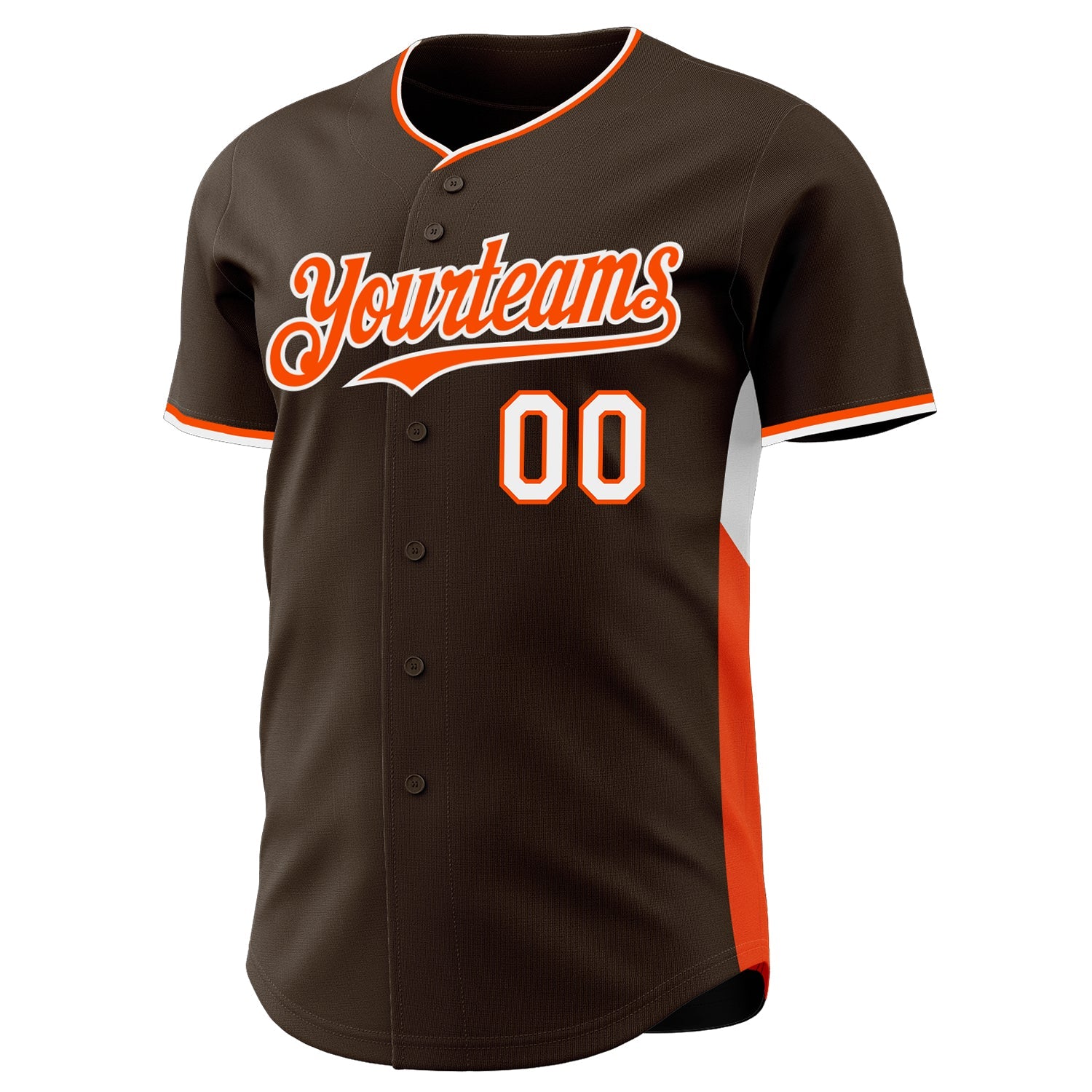 Custom Brown Orange-White Classic Color Block Side Panel Stripe Authentic Baseball Jersey view 2
