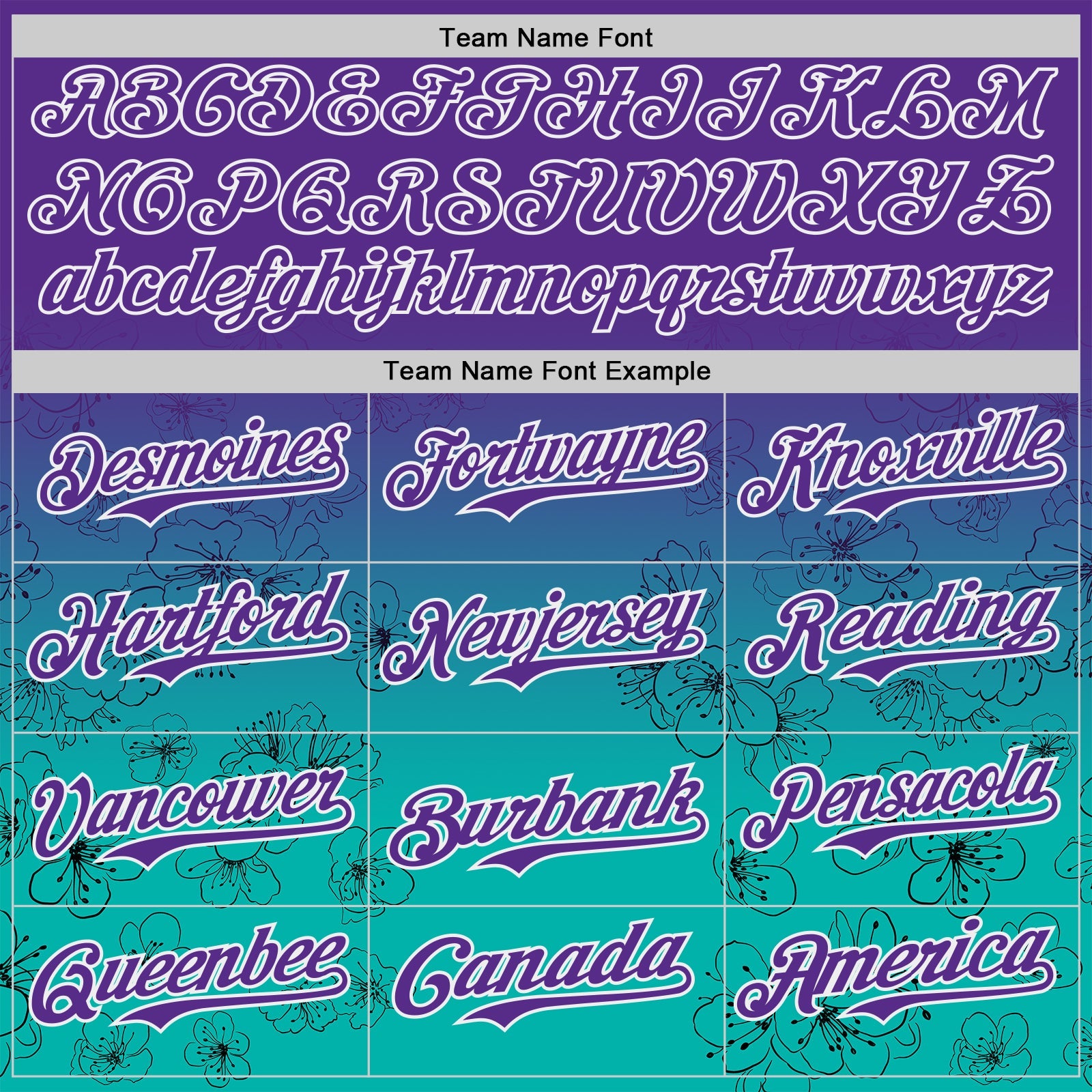 Custom Purple Aqua-White Cherry Blossoms Sakura Gradient Authentic Baseball Jersey view 4