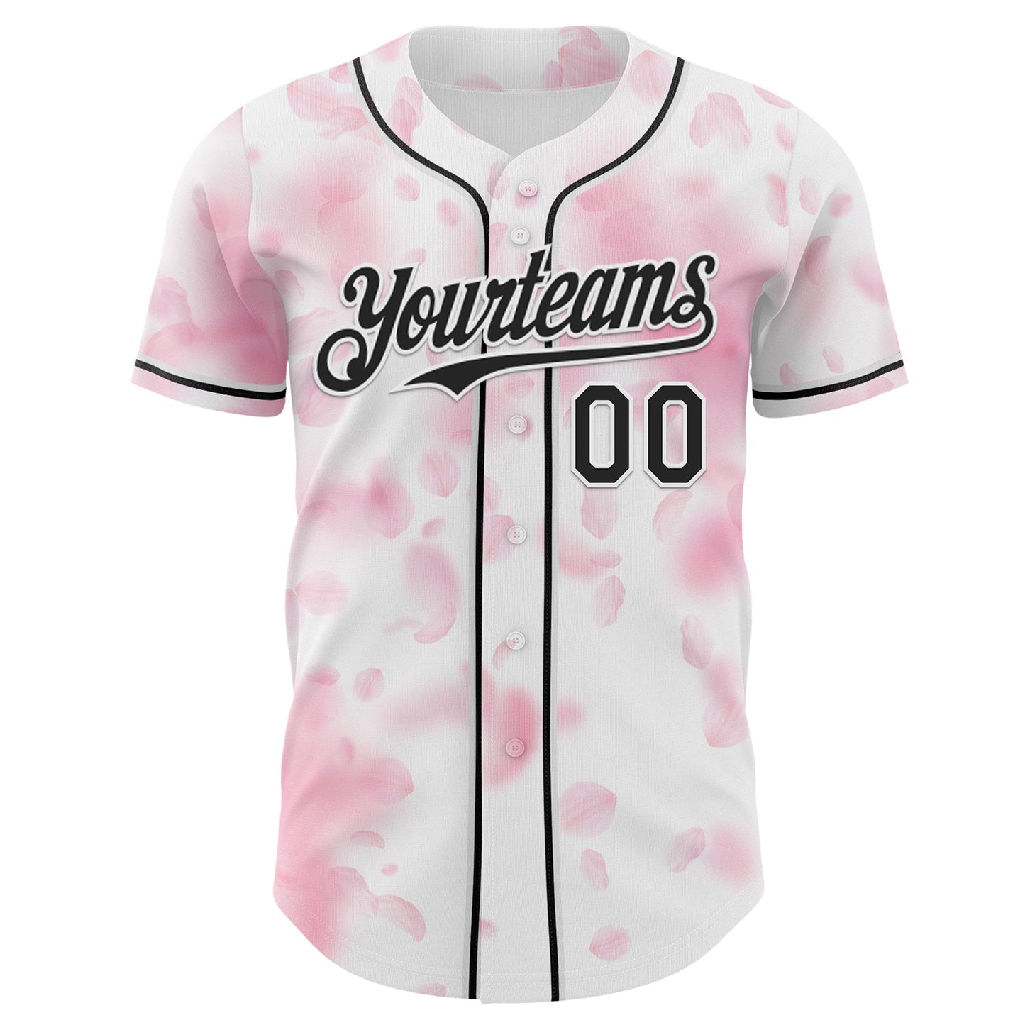 Custom White-Black Cherry Blossoms Sakura Authentic Baseball Jersey view 2