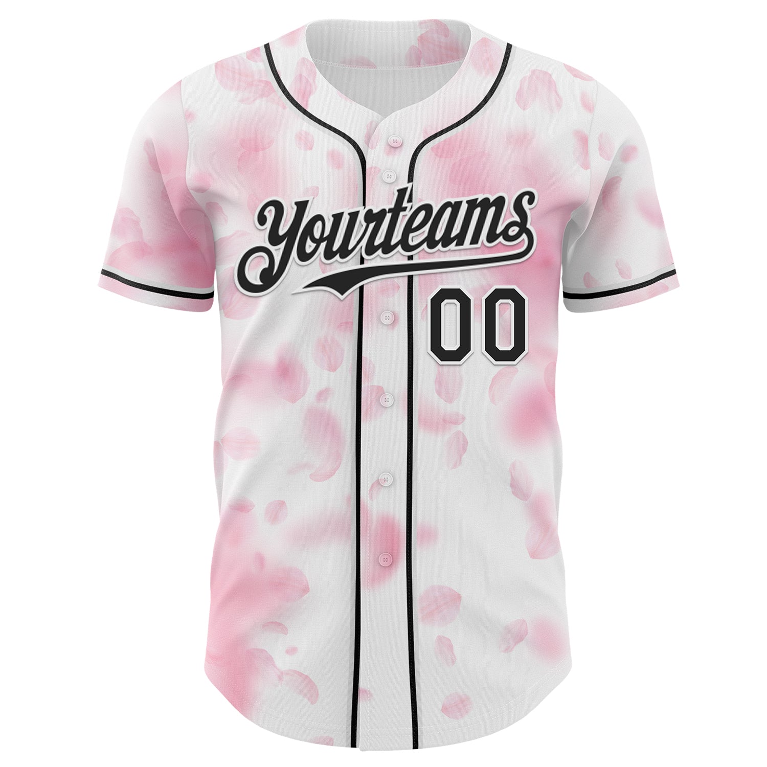 Custom White-Black Cherry Blossoms Sakura Authentic Baseball Jersey view 2