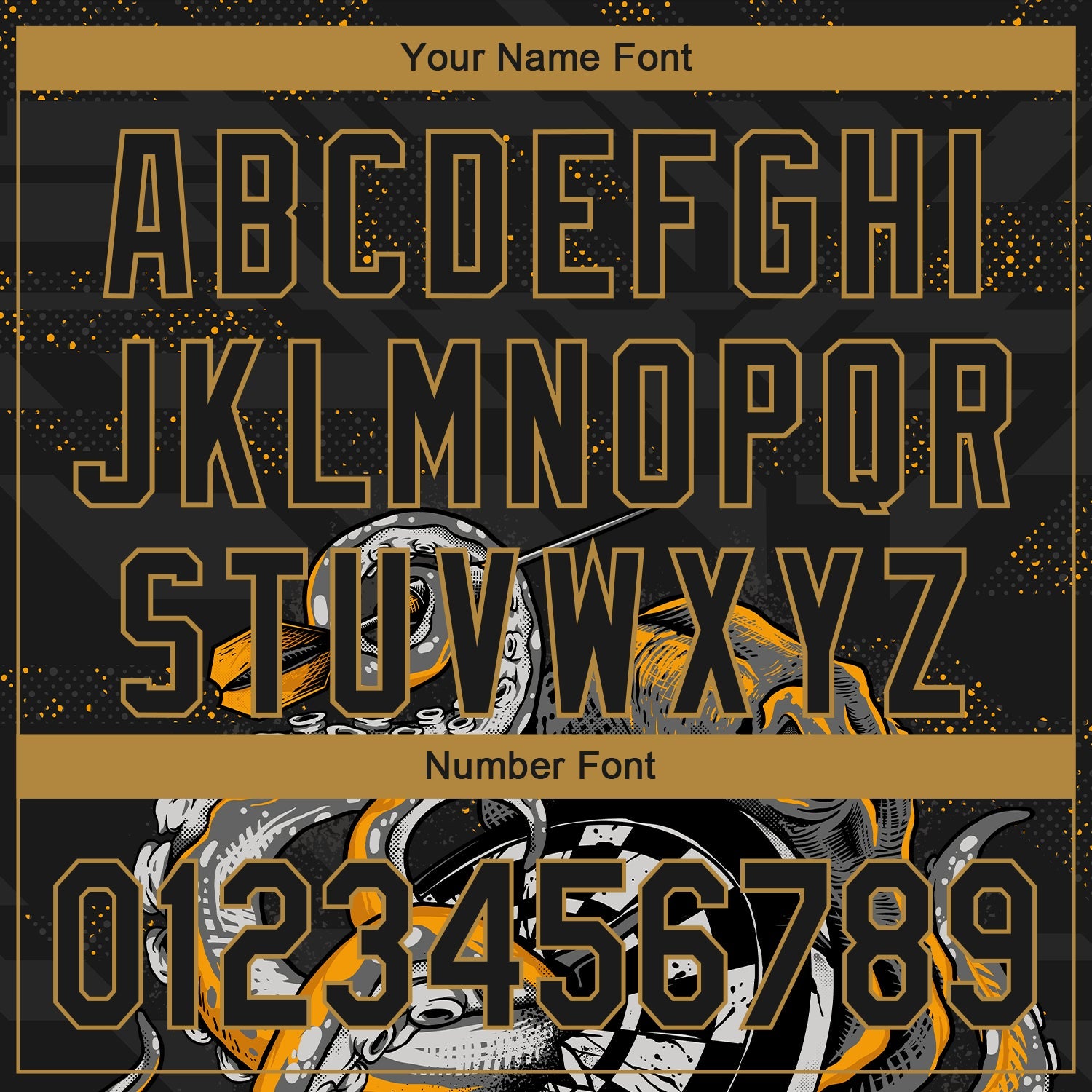 Custom Black Old Gold 3D Pattern Design Octopus Wrapped Around Dart Board Authentic Baseball Jersey view 5