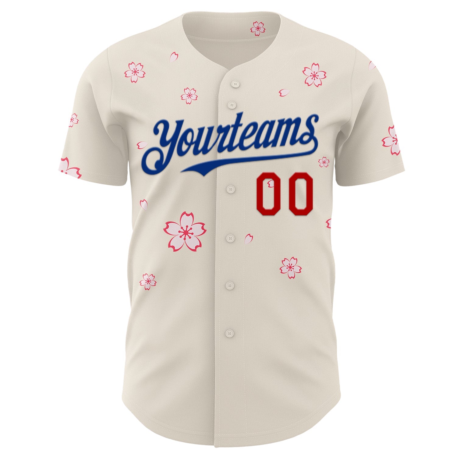 Custom Cream Red-Royal Cherry Blossoms Sakura Authentic Baseball Jersey view 2
