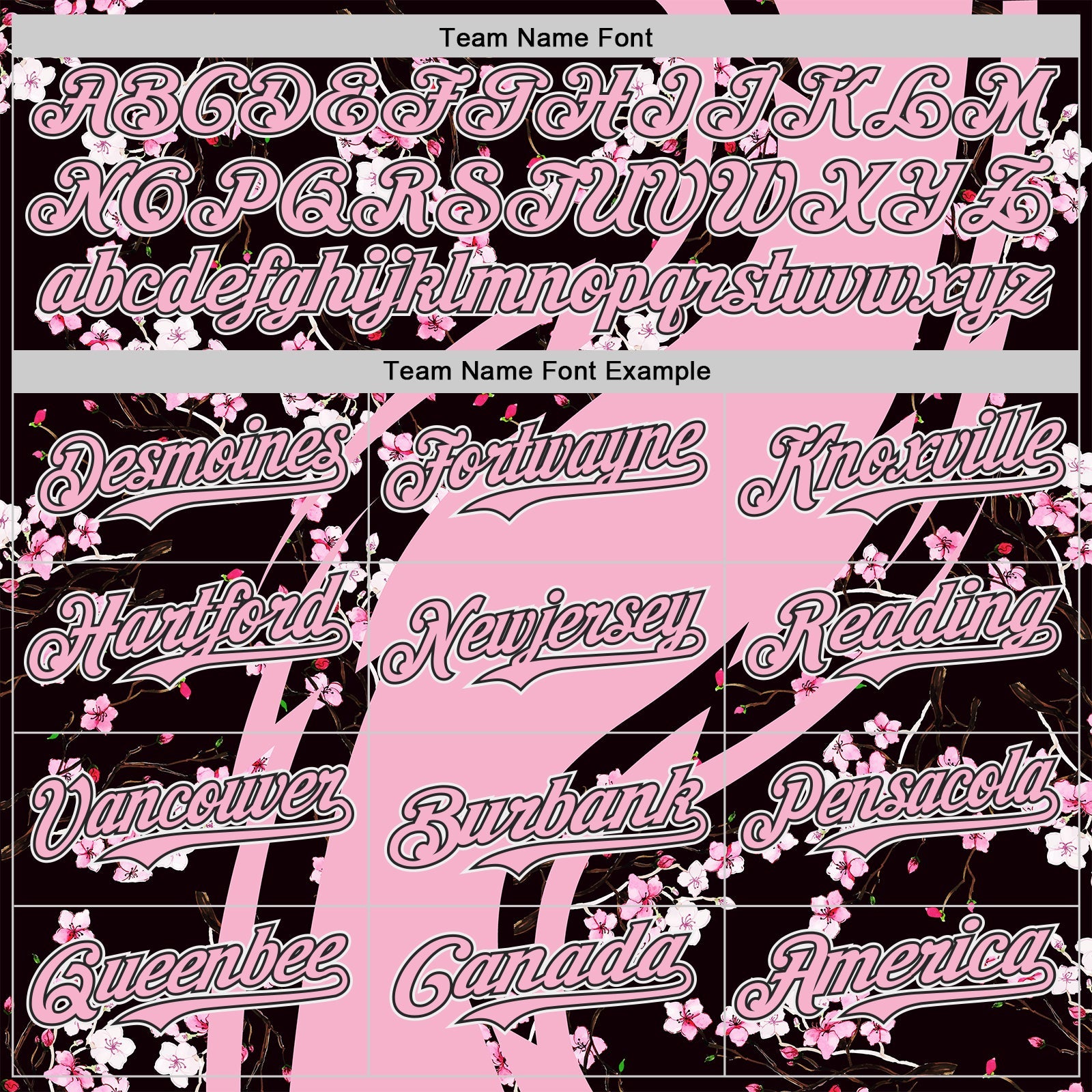 Custom Light Pink Black-White Cherry Blossoms Sakura Authentic Baseball Jersey view 4