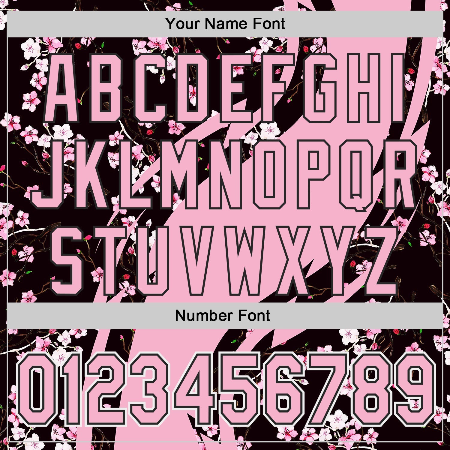Custom Light Pink Black-White Cherry Blossoms Sakura Authentic Baseball Jersey view 5