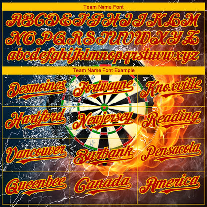 Custom Black Red-Gold 3D Pattern Design Flame Dart Board Authentic Baseball Jersey view 4