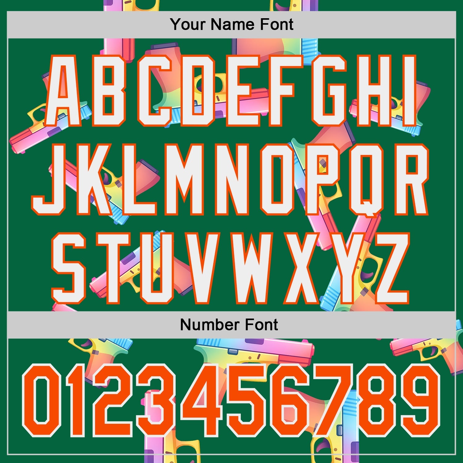 Custom Kelly Green Orange-White Colorful Firepower 3D Pattern Design Authentic Baseball Jersey view 5