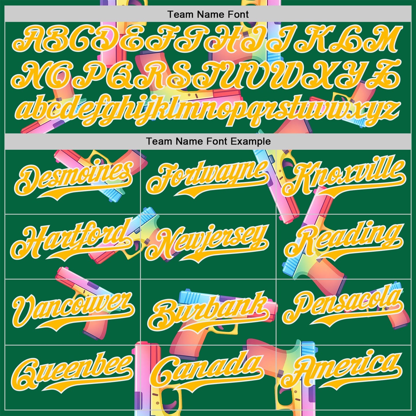 Custom Kelly Green Gold-White Colorful Firepower 3D Pattern Design Authentic Baseball Jersey view 4