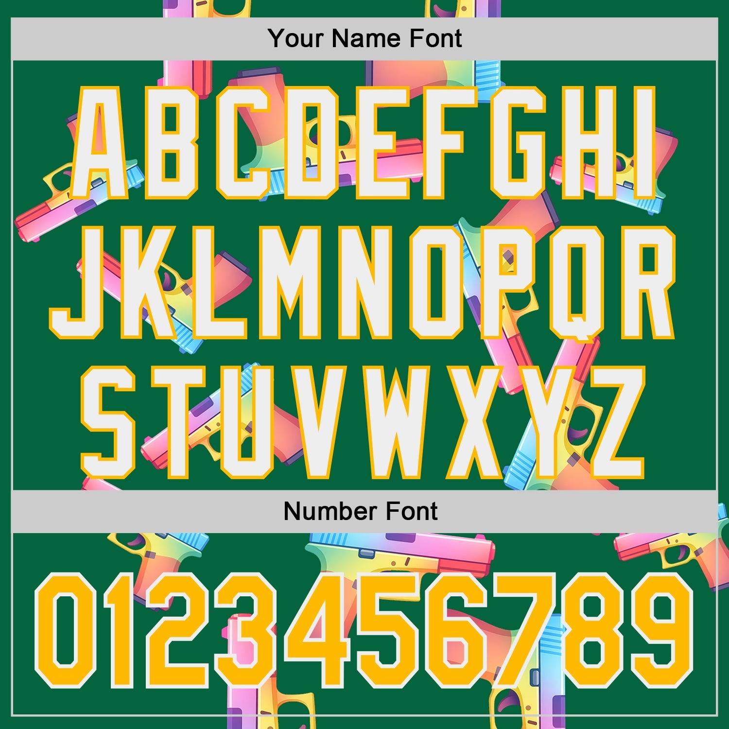 Custom Kelly Green Gold-White Colorful Firepower 3D Pattern Design Authentic Baseball Jersey view 5