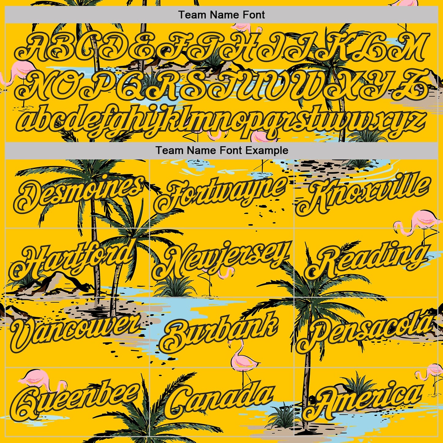 Custom Yellow-Black Tropical Hawaii Palm Trees Summer Beach Flamingo Performance T-Shirt view 3