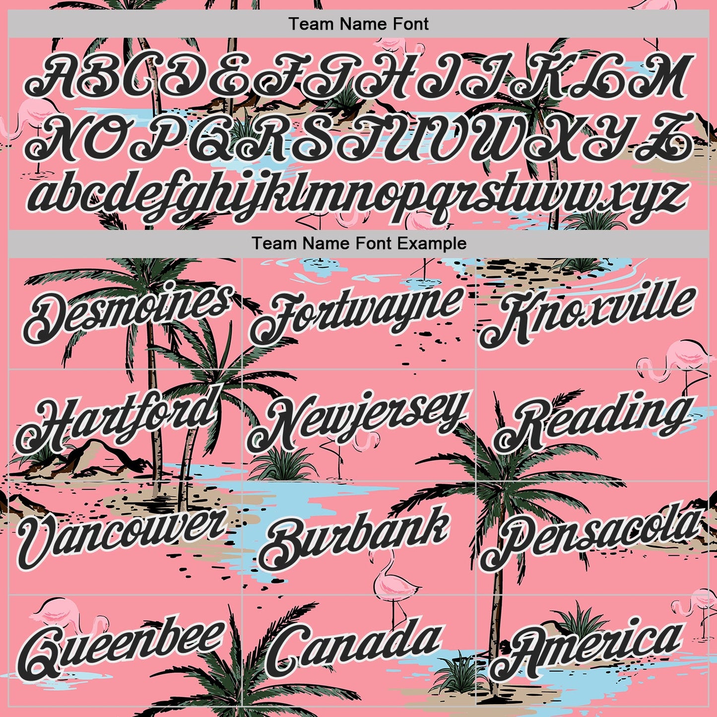 Custom Medium Pink Black-White Tropical Hawaii Palm Trees Summer Beach Flamingo Performance T-Shirt view 3