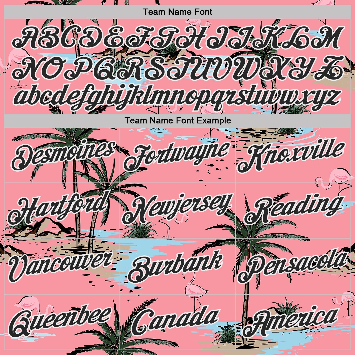 Custom Medium Pink Black-White Tropical Hawaii Palm Trees Summer Beach Flamingo Performance T-Shirt view 3