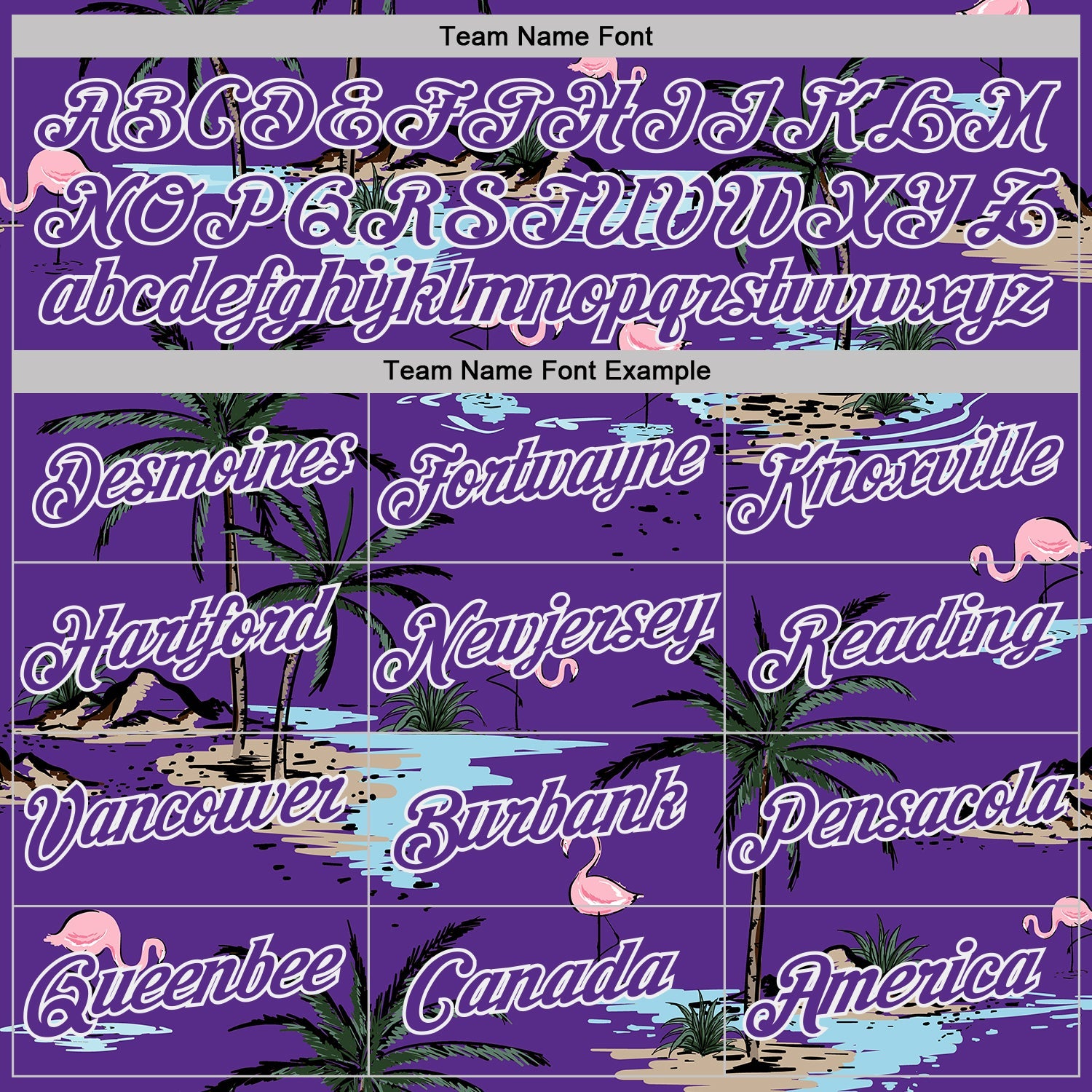 Custom Purple-White Tropical Hawaii Palm Trees Summer Beach Flamingo Performance T-Shirt view 3