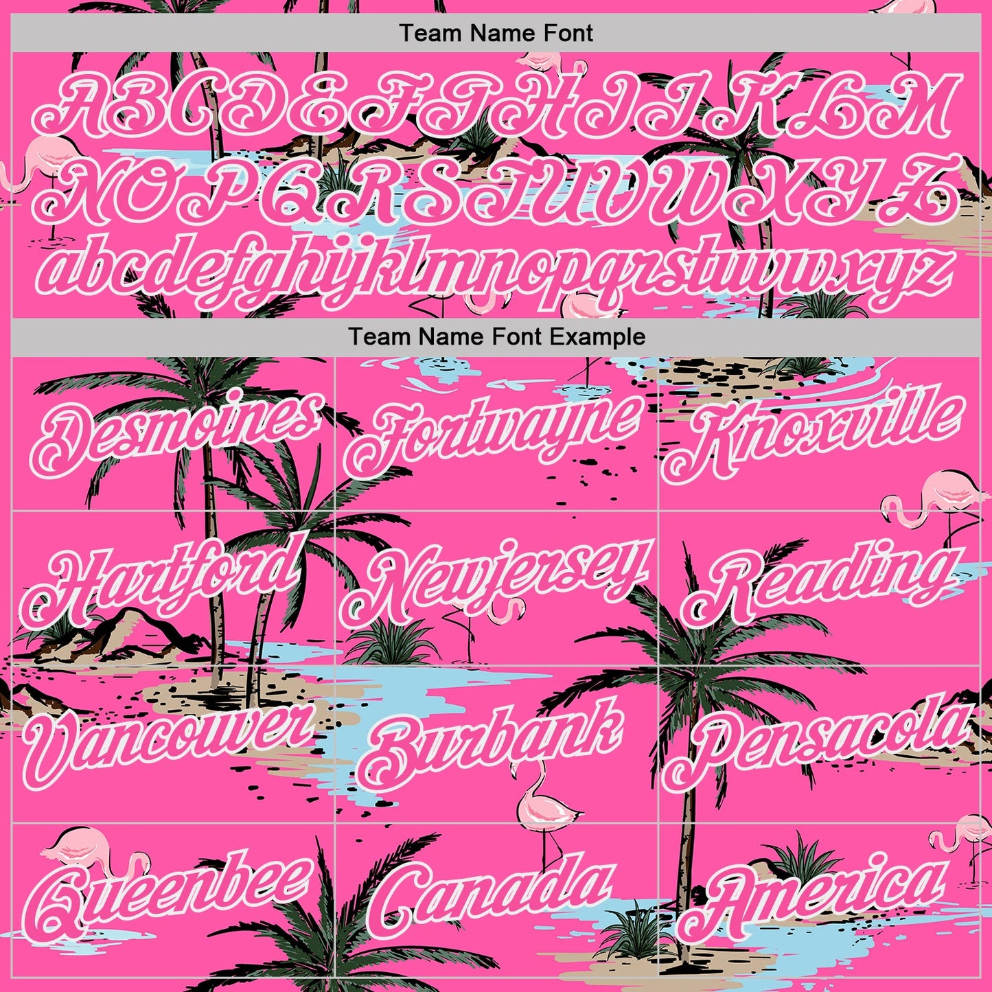 Custom Pink-Black Tropical Hawaii Palm Trees Summer Beach Flamingo Performance T-Shirt view 3