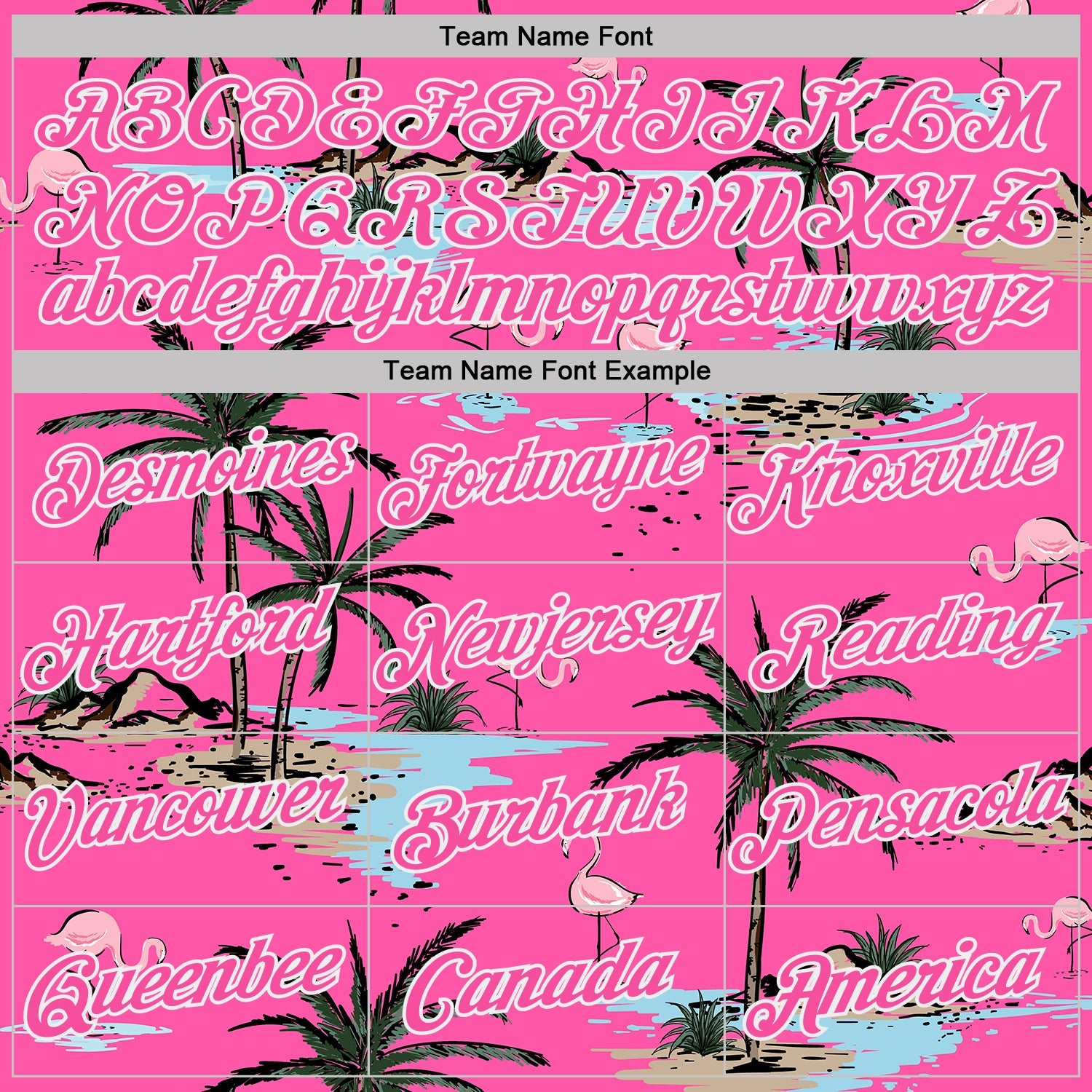 Custom Pink-Black Tropical Hawaii Palm Trees Summer Beach Flamingo Performance T-Shirt view 3