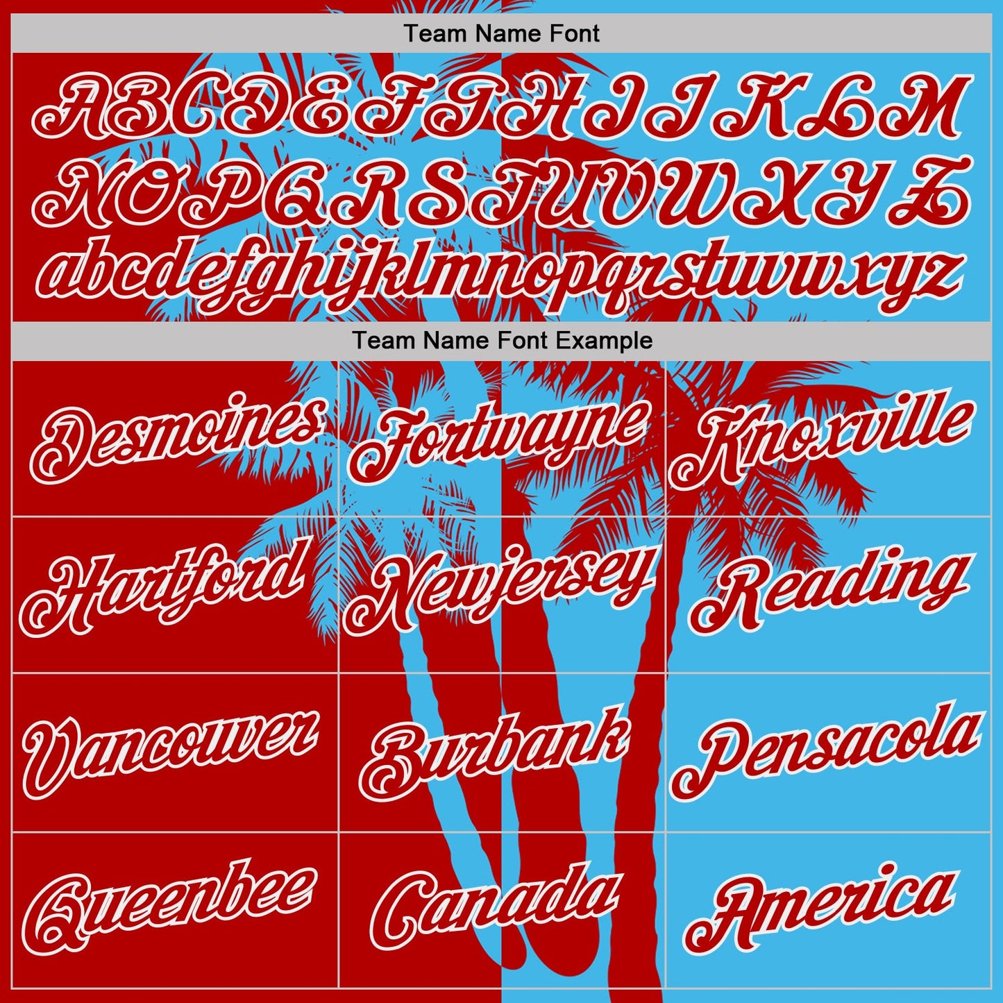 Custom Sky Blue Red-White Hawaii Tropical Coastal Palm Trees Performance T-Shirt view 3