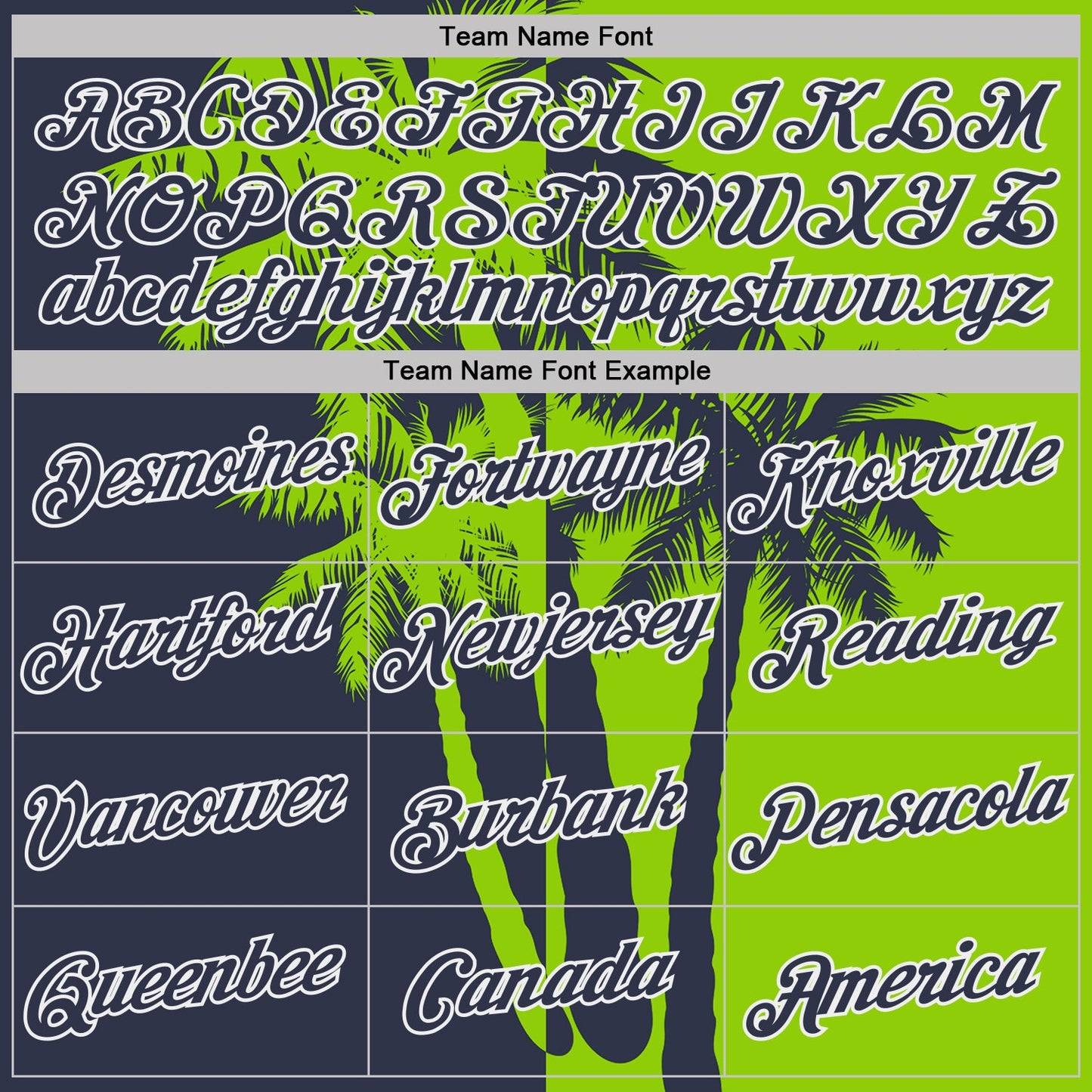 Custom Neon Green Navy-White Hawaii Tropical Coastal Palm Trees Performance T-Shirt view 3