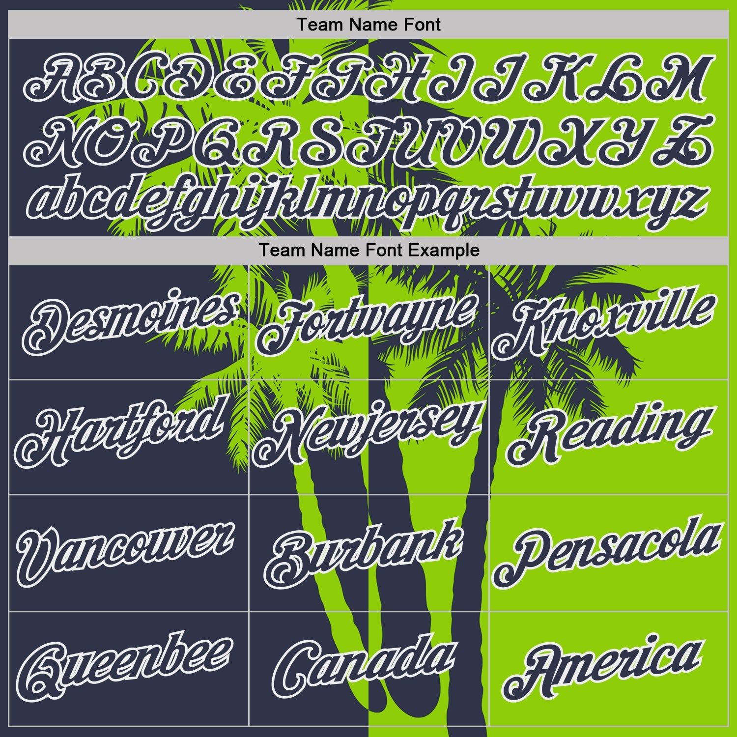 Custom Neon Green Navy-White Hawaii Tropical Coastal Palm Trees Performance T-Shirt view 3