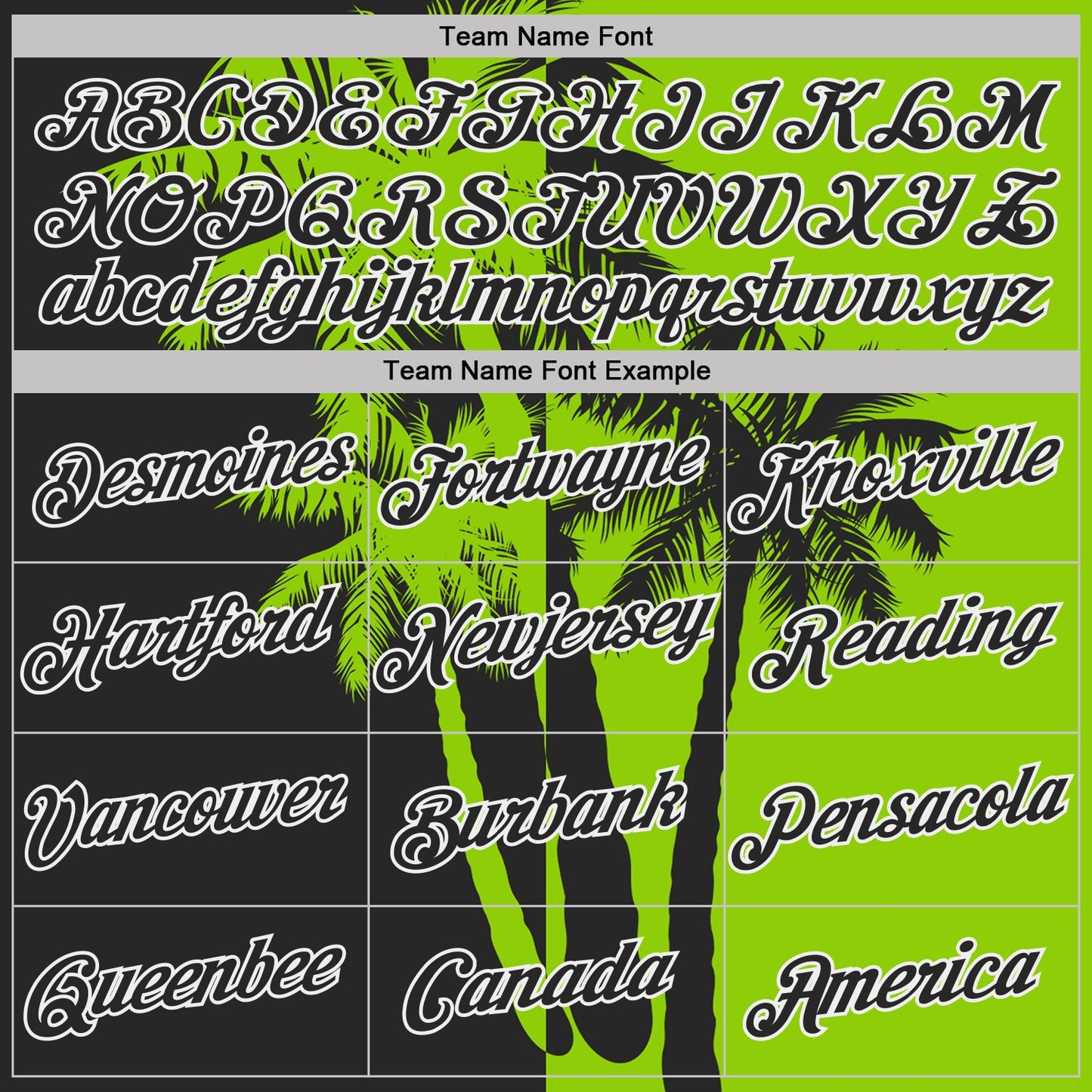 Custom Neon Green Black-White Hawaii Tropical Coastal Palm Trees Performance T-Shirt view 3