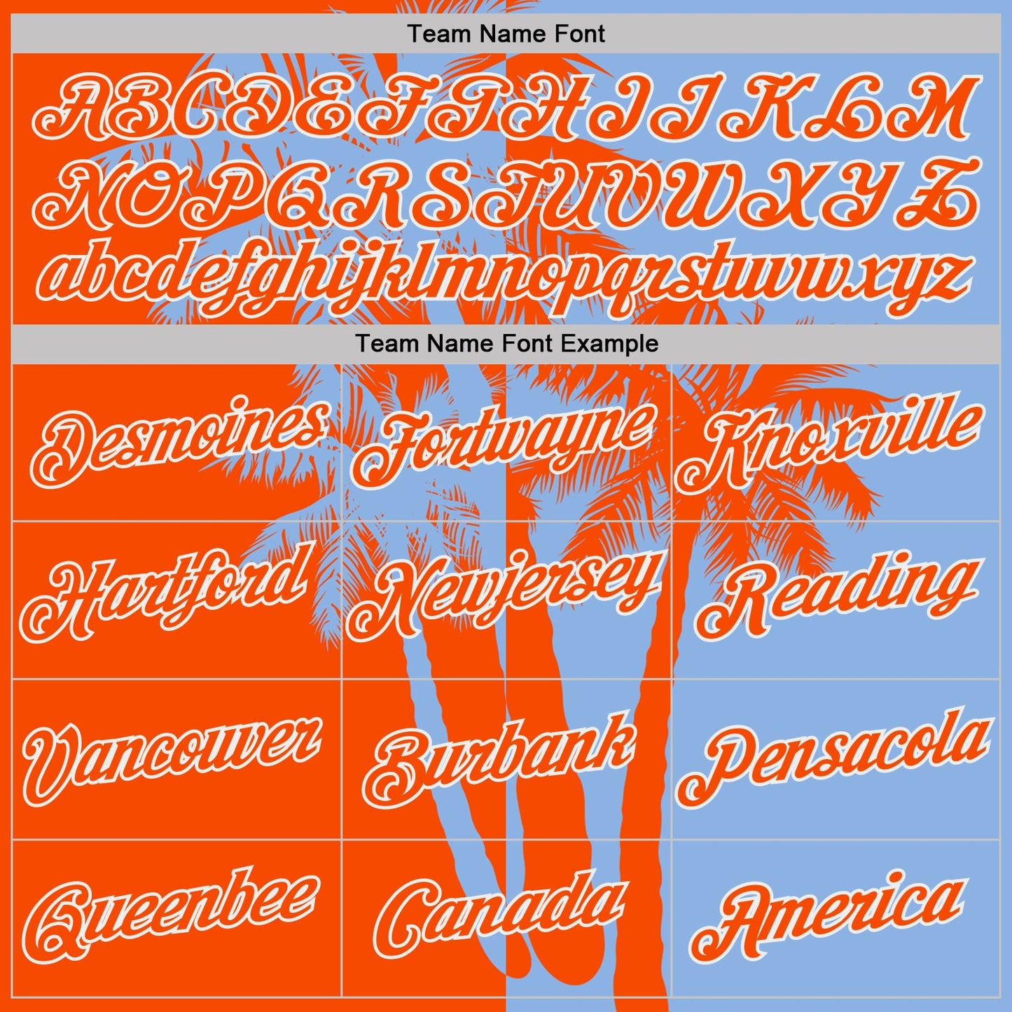 Custom Light Blue Orange-White Hawaii Tropical Coastal Palm Trees Performance T-Shirt view 3