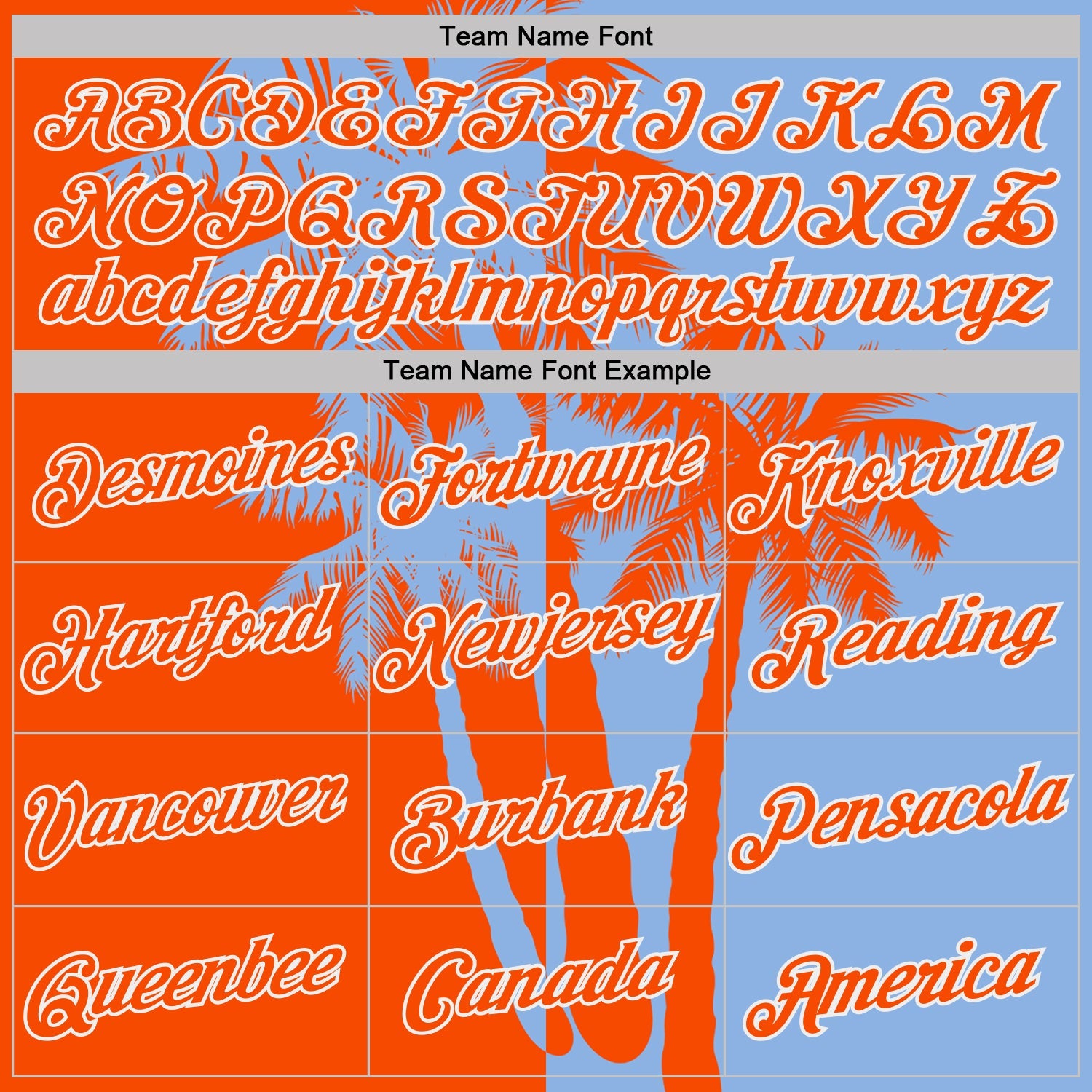 Custom Light Blue Orange-White Hawaii Tropical Coastal Palm Trees Performance T-Shirt view 3