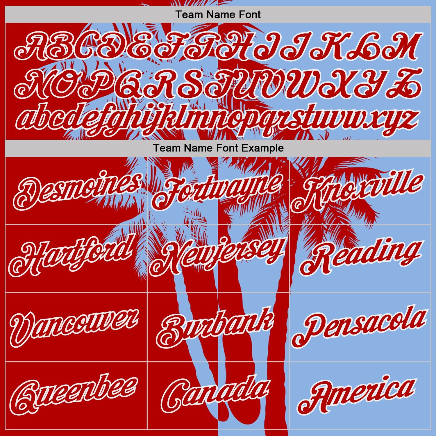 Custom Light Blue Red-White Hawaii Tropical Coastal Palm Trees Performance T-Shirt view 3