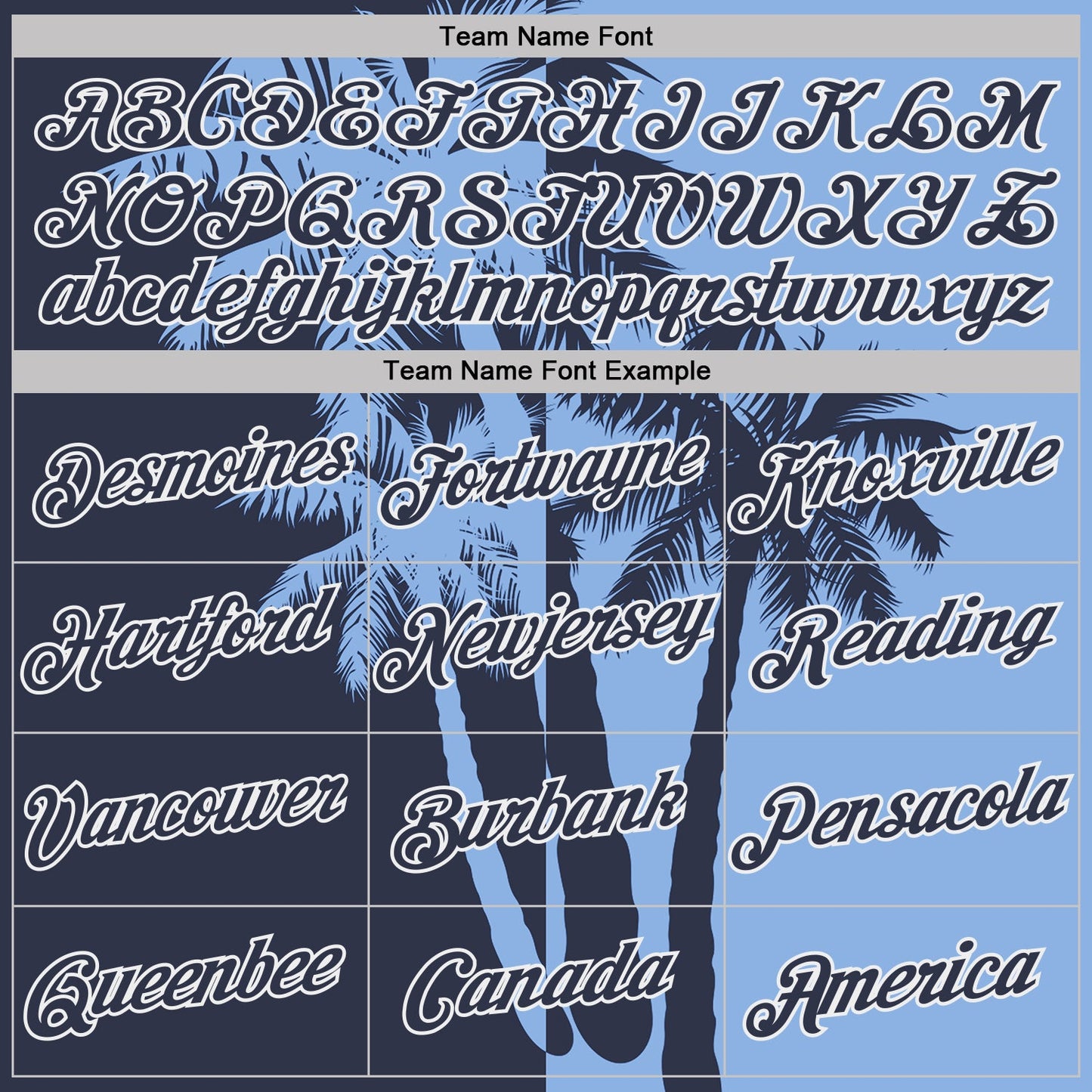 Custom Light Blue Navy-White Hawaii Tropical Coastal Palm Trees Performance T-Shirt view 3