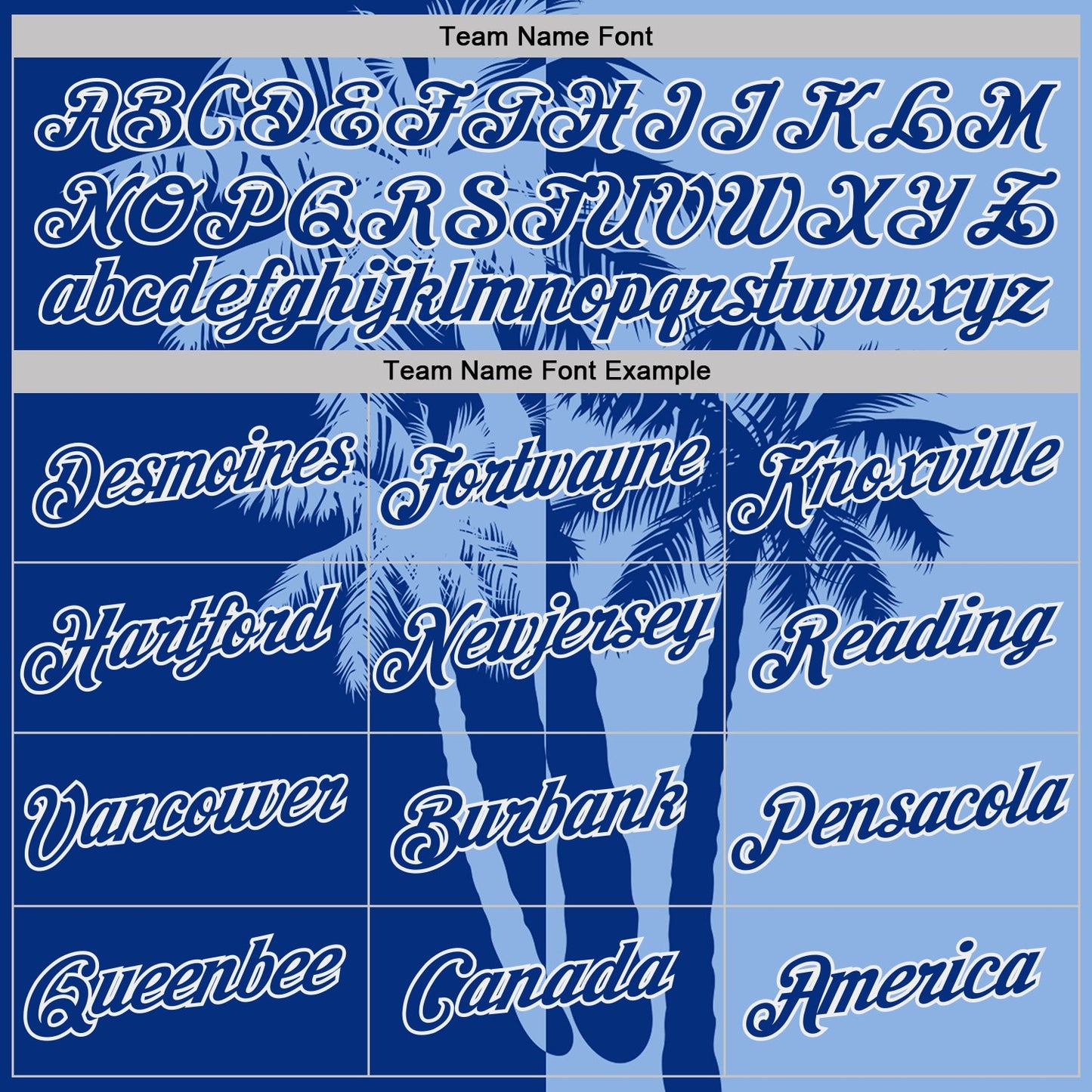 Custom Light Blue Royal-White Hawaii Tropical Coastal Palm Trees Performance T-Shirt view 3