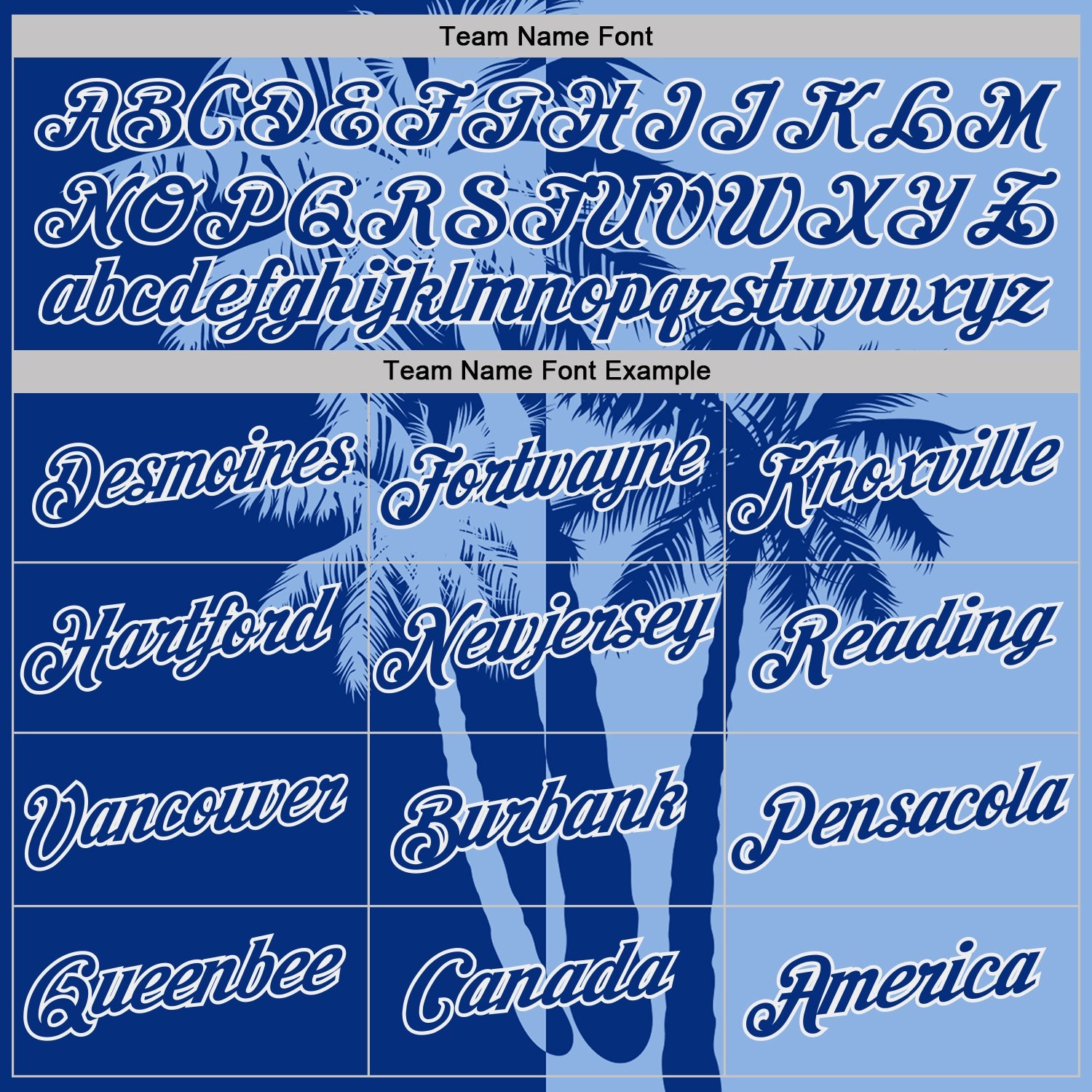 Custom Light Blue Royal-White Hawaii Tropical Coastal Palm Trees Performance T-Shirt view 3