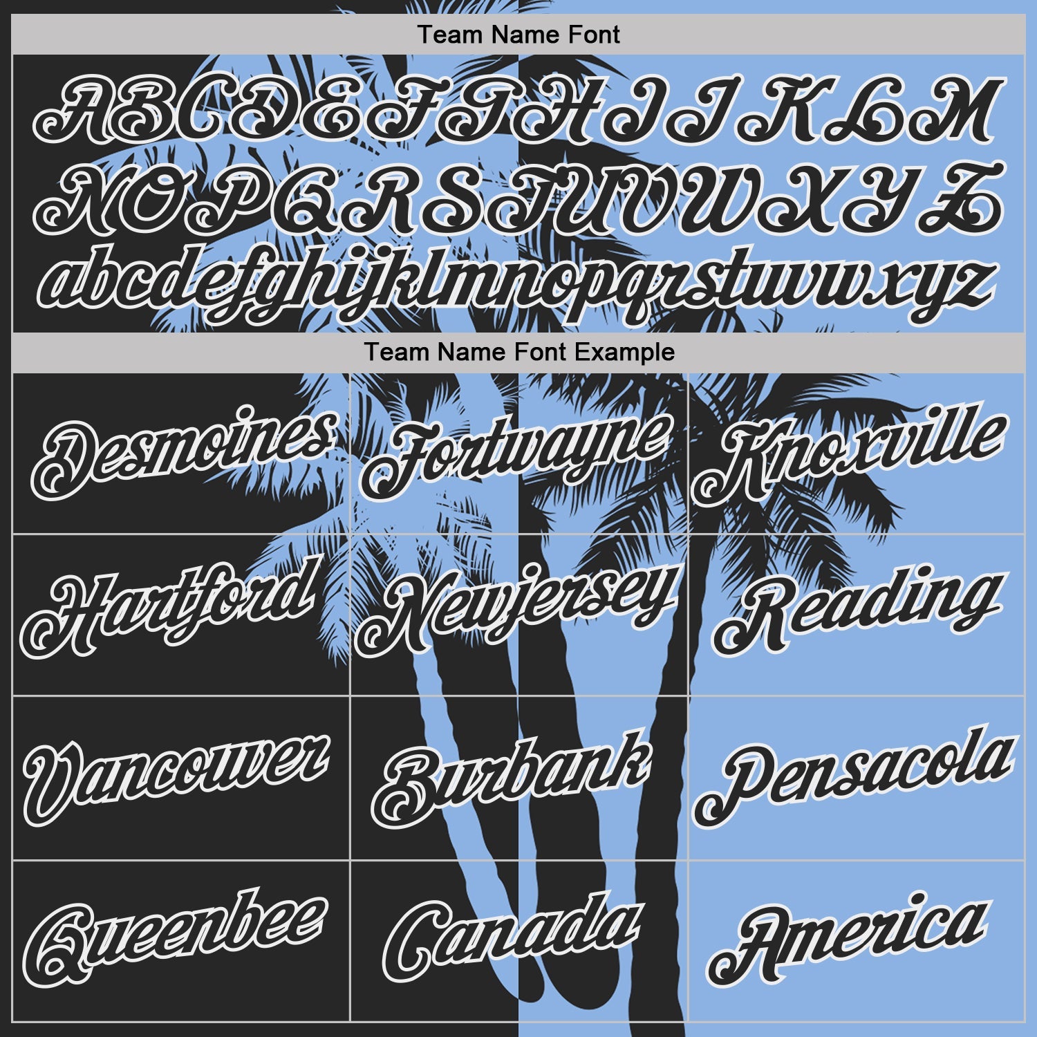 Custom Light Blue Black-White Hawaii Tropical Coastal Palm Trees Performance T-Shirt view 3