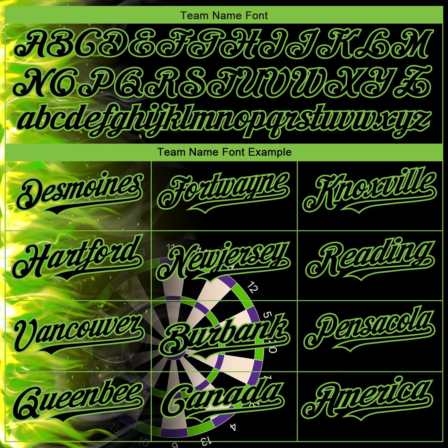 Custom Black Neon Green 3D Pattern Design Fiery Dart Board Authentic Baseball Jersey view 4