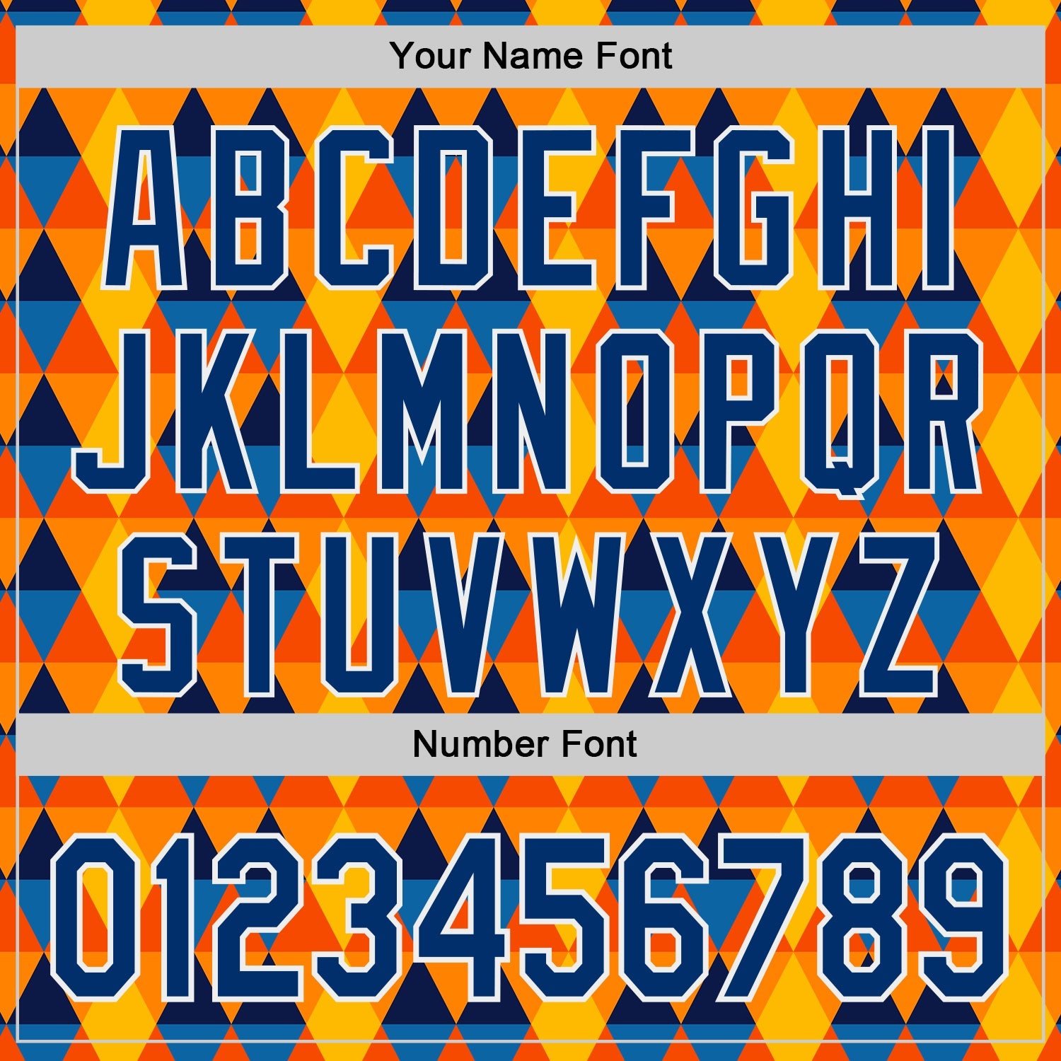Custom Gold US Navy Blue Orange-White Geometric Diamond Grid Rhombus Authentic Baseball Jersey view 5