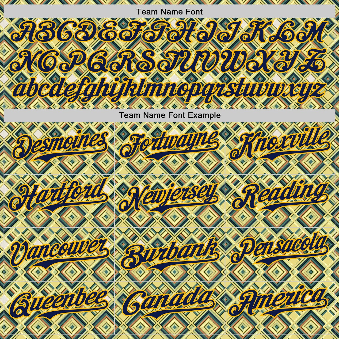 Custom Green Navy-Gold Geometric Diamond Grid Rhombus Authentic Baseball Jersey view 4