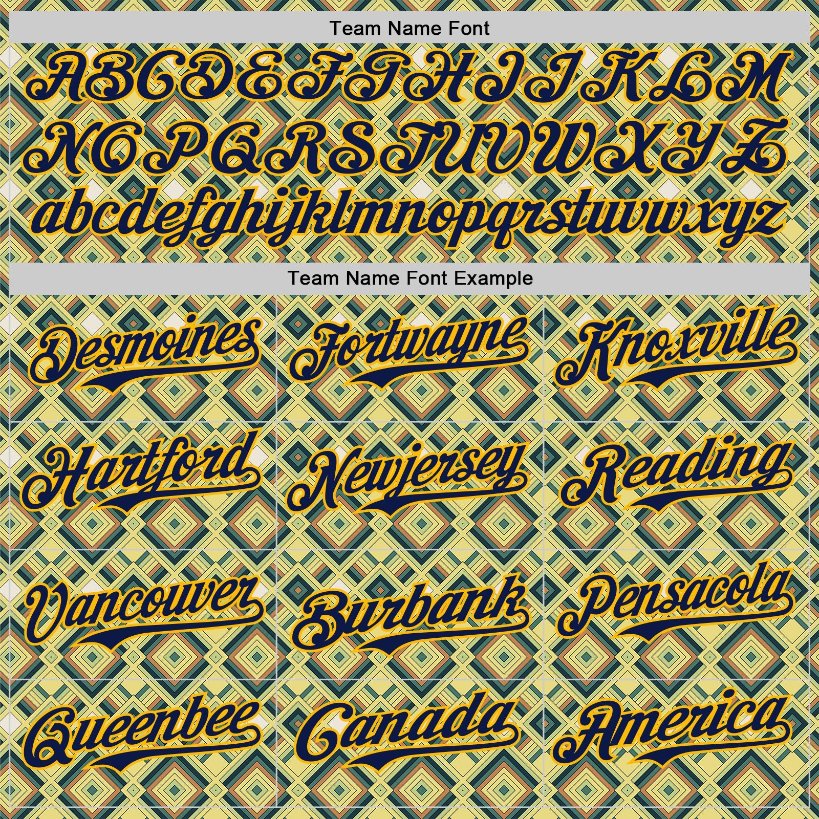 Custom Green Navy-Gold Geometric Diamond Grid Rhombus Authentic Baseball Jersey view 4