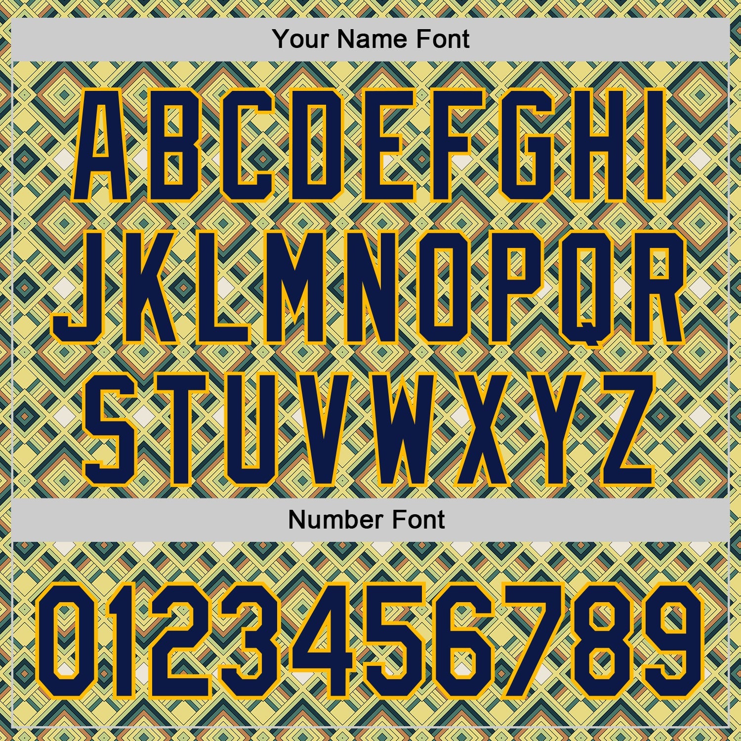 Custom Green Navy-Gold Geometric Diamond Grid Rhombus Authentic Baseball Jersey view 5