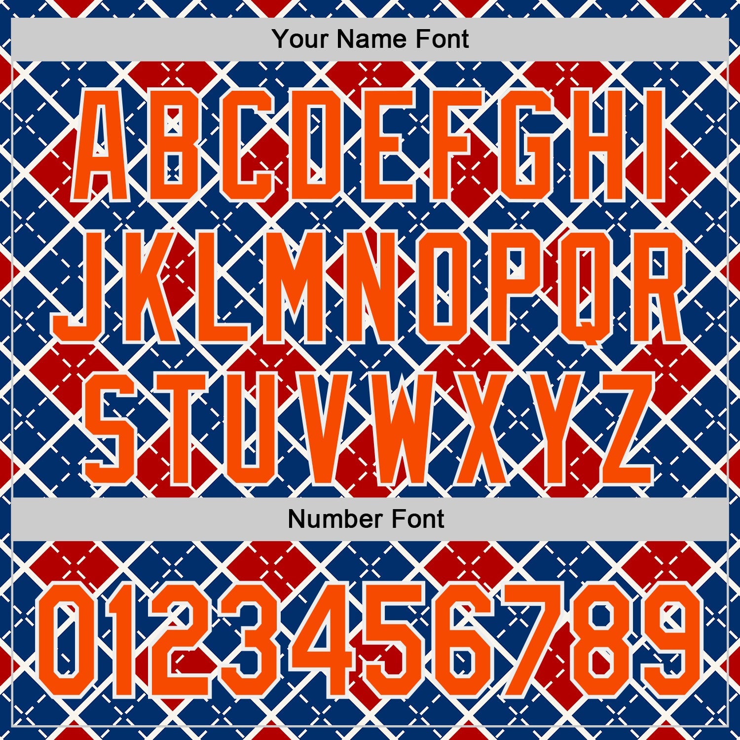 Custom US Navy Blue Orange Red-White Geometric Diamond Grid Rhombus Authentic Baseball Jersey view 5