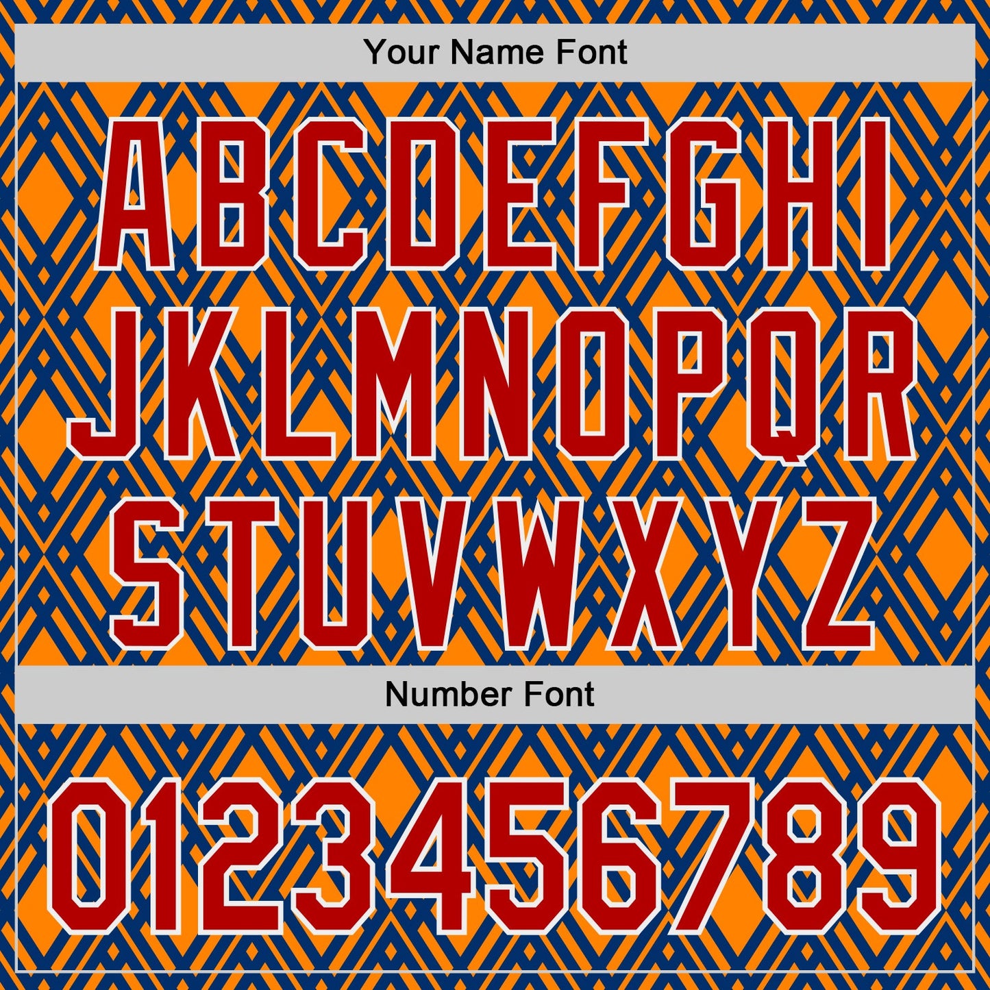 Custom Orange Red Blue-White Geometric Diamond Grid Rhombus Authentic Baseball Jersey view 5