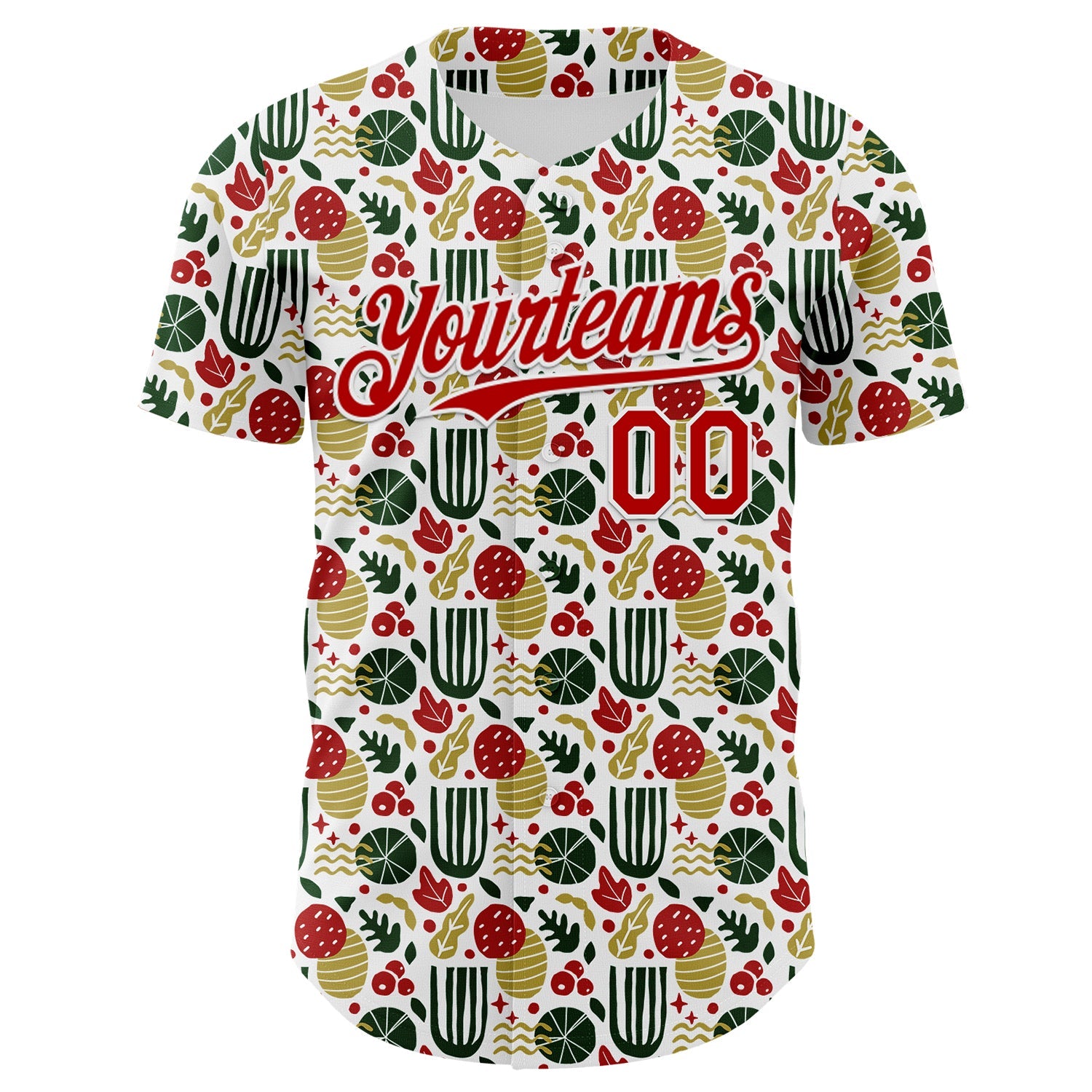 Custom White-Red Foodie Fruit Authentic Baseball Jersey view 2