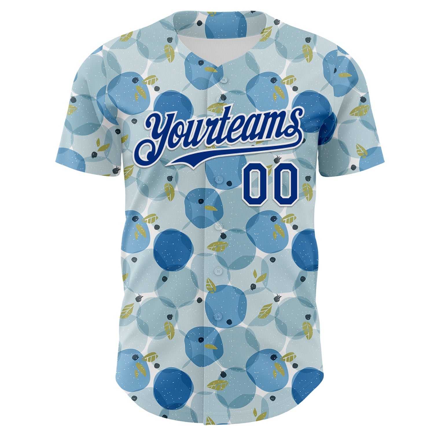 Custom Blue Royal-White Foodie Blueberry Authentic Baseball Jersey view 2