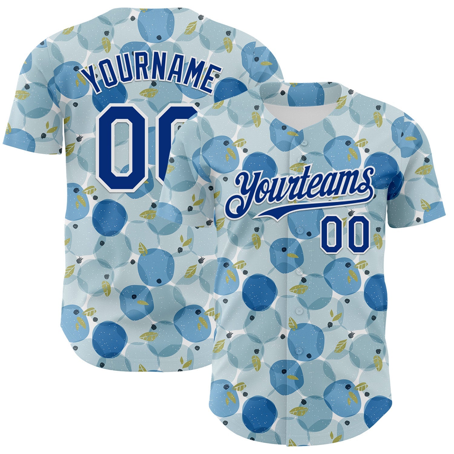 Custom Blue Royal-White Foodie Blueberry Authentic Baseball Jersey - Main View