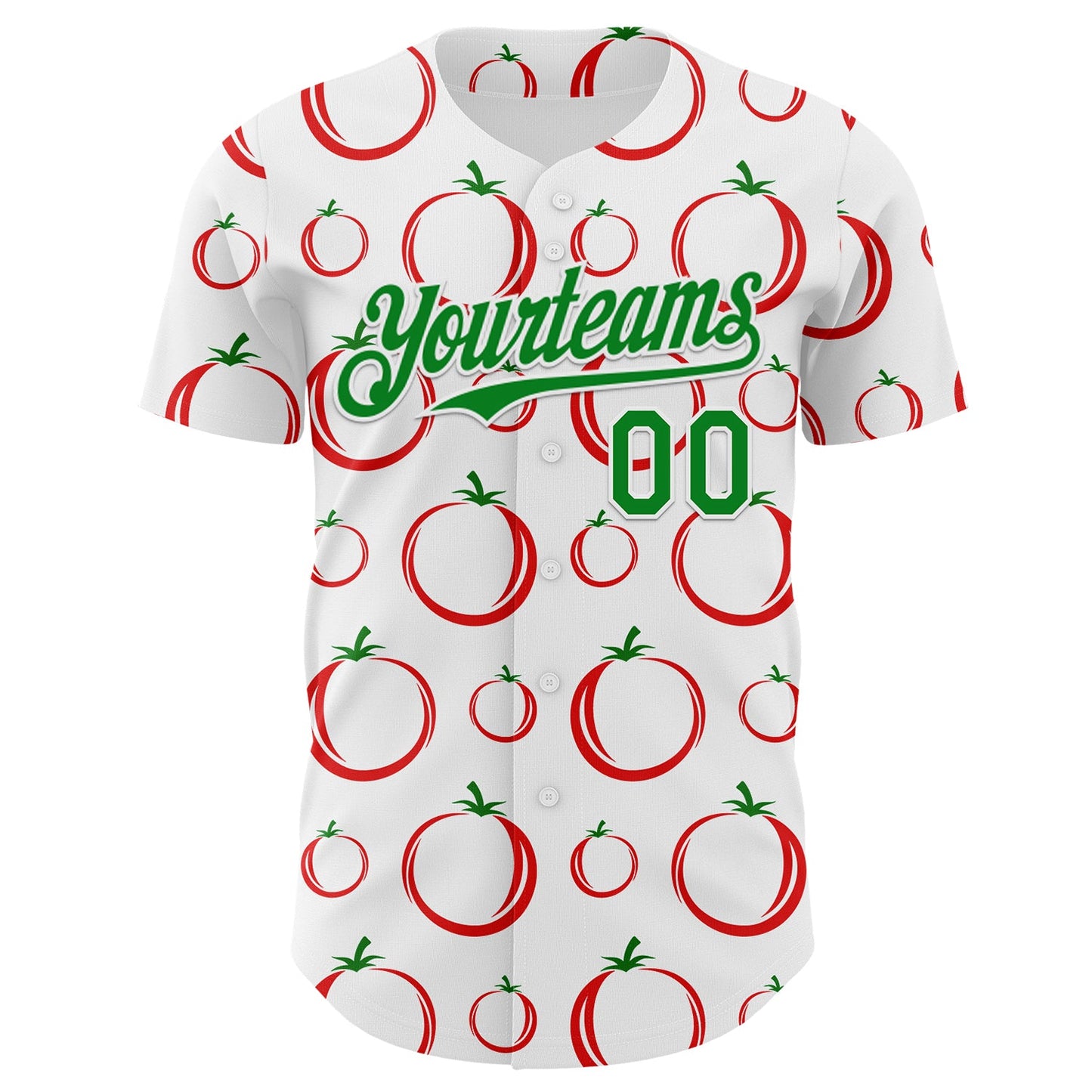 Custom White-Grass Green Foodie Tomato Authentic Baseball Jersey view 2