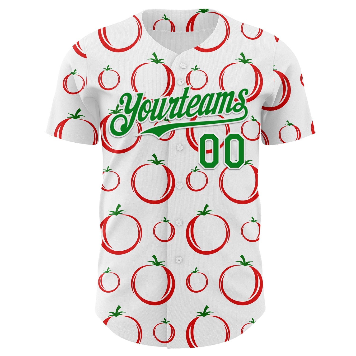 Custom White-Grass Green Foodie Tomato Authentic Baseball Jersey view 2