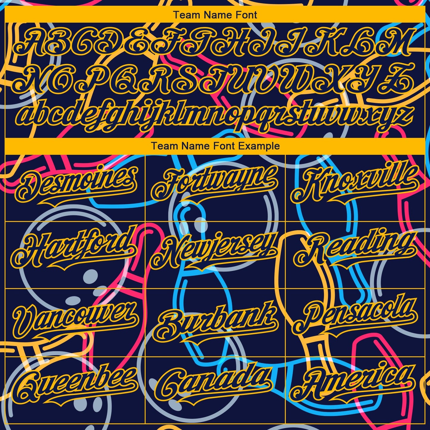 Custom Navy Gold 3D Pattern Design Bowling Authentic Baseball Jersey view 4