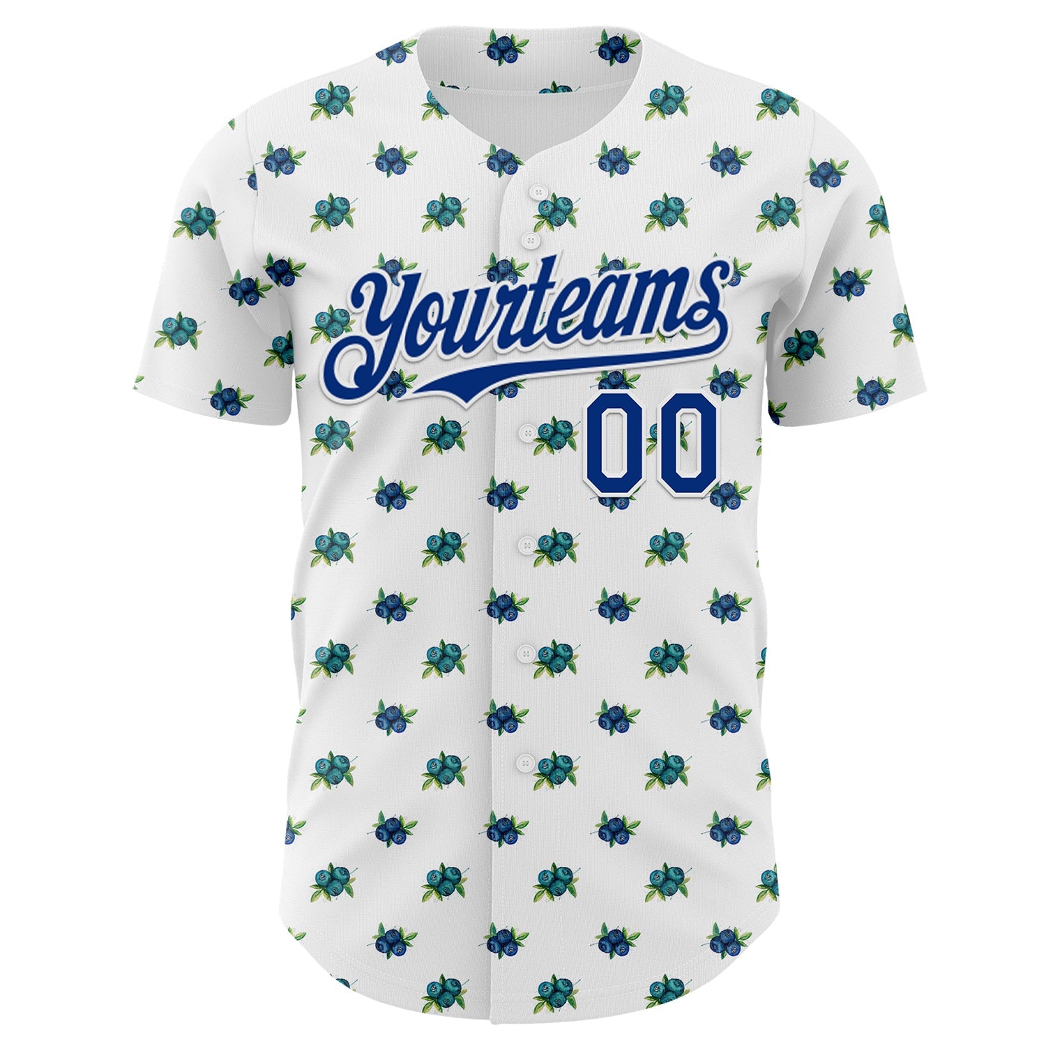 Custom White-Royal Foodie Blueberry Authentic Baseball Jersey view 2