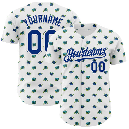 Custom White-Royal Foodie Blueberry Authentic Baseball Jersey - Main View