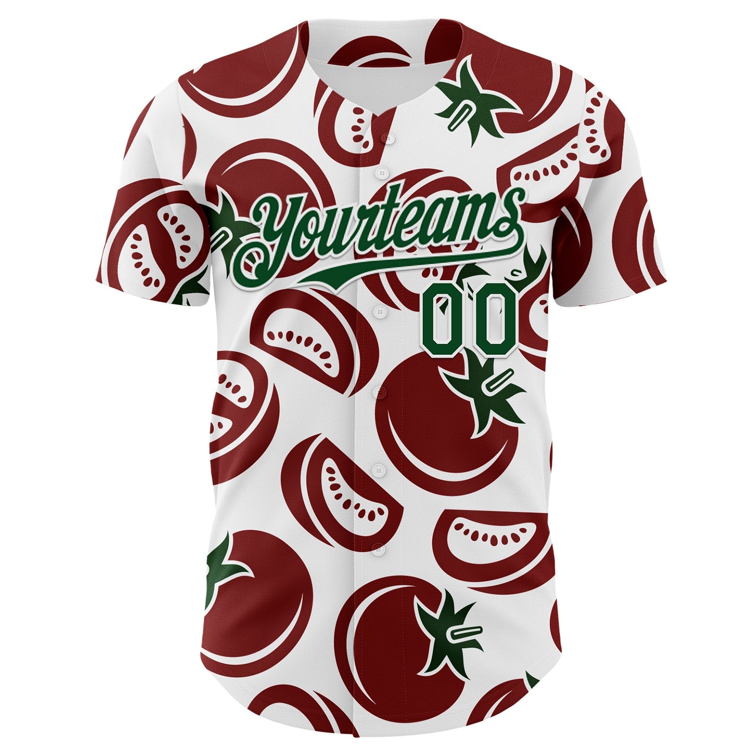 Custom White-Green Foodie Tomato Authentic Baseball Jersey view 2