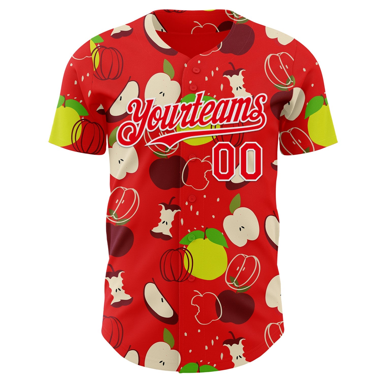 Custom Fire Red-White Foodie Apples & Pears Authentic Baseball Jersey view 2
