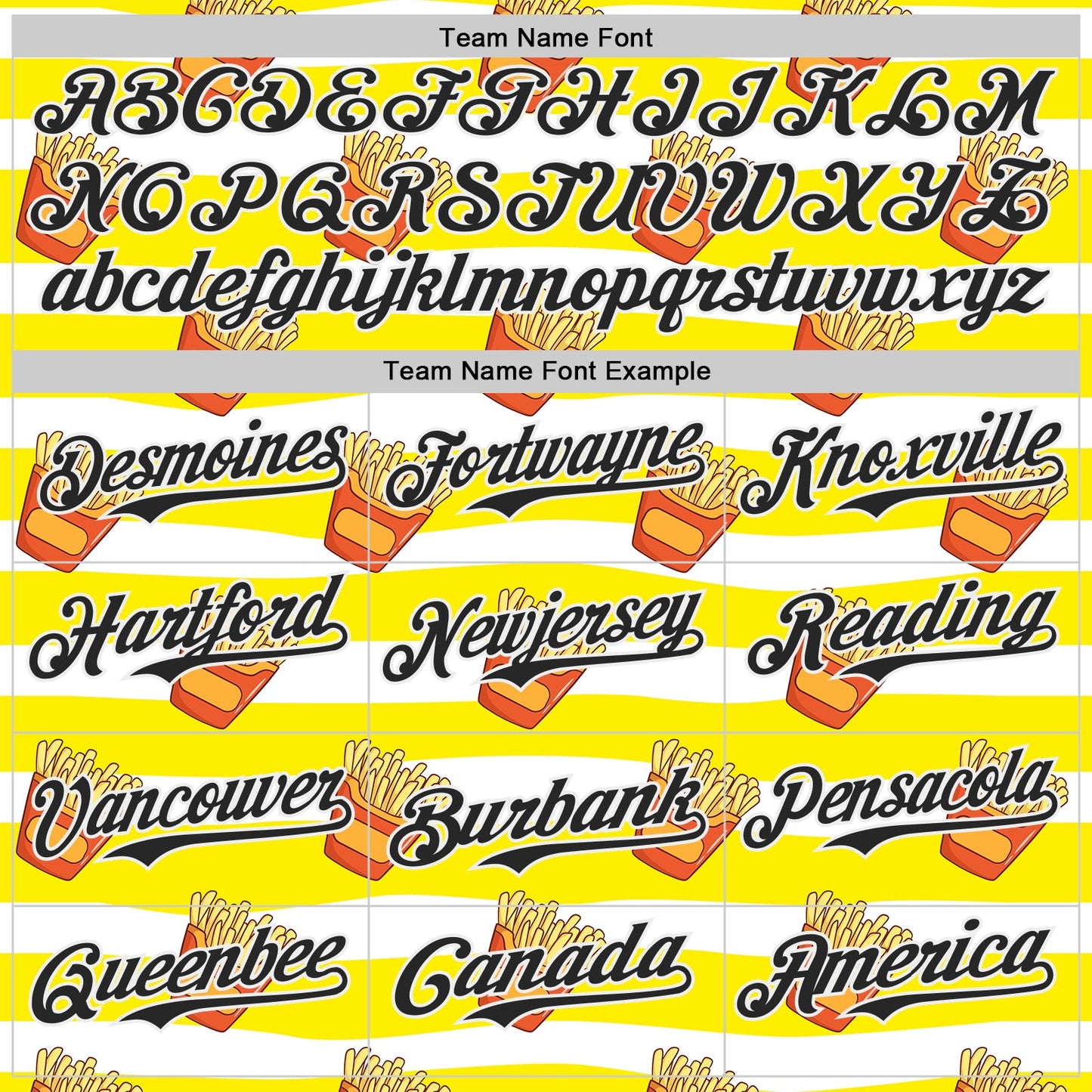 Custom Yellow Black-White Foodie Fries Authentic Baseball Jersey view 4