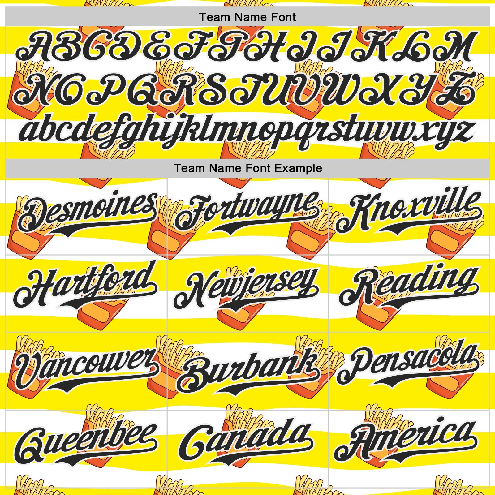 Custom Yellow Black-White Foodie Fries Authentic Baseball Jersey view 4