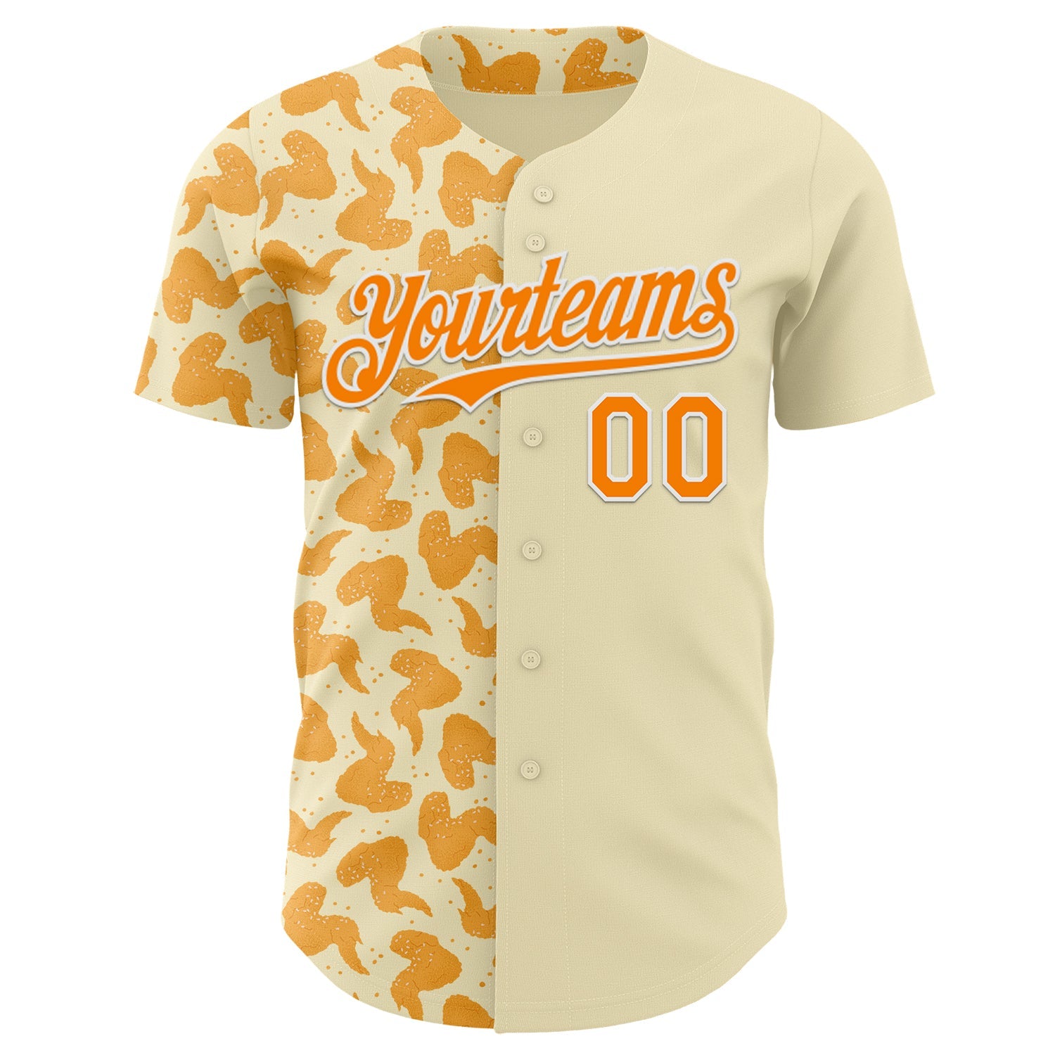 Custom Cream Bay Orange-White Foodie Fried Chicken Authentic Baseball Jersey view 2