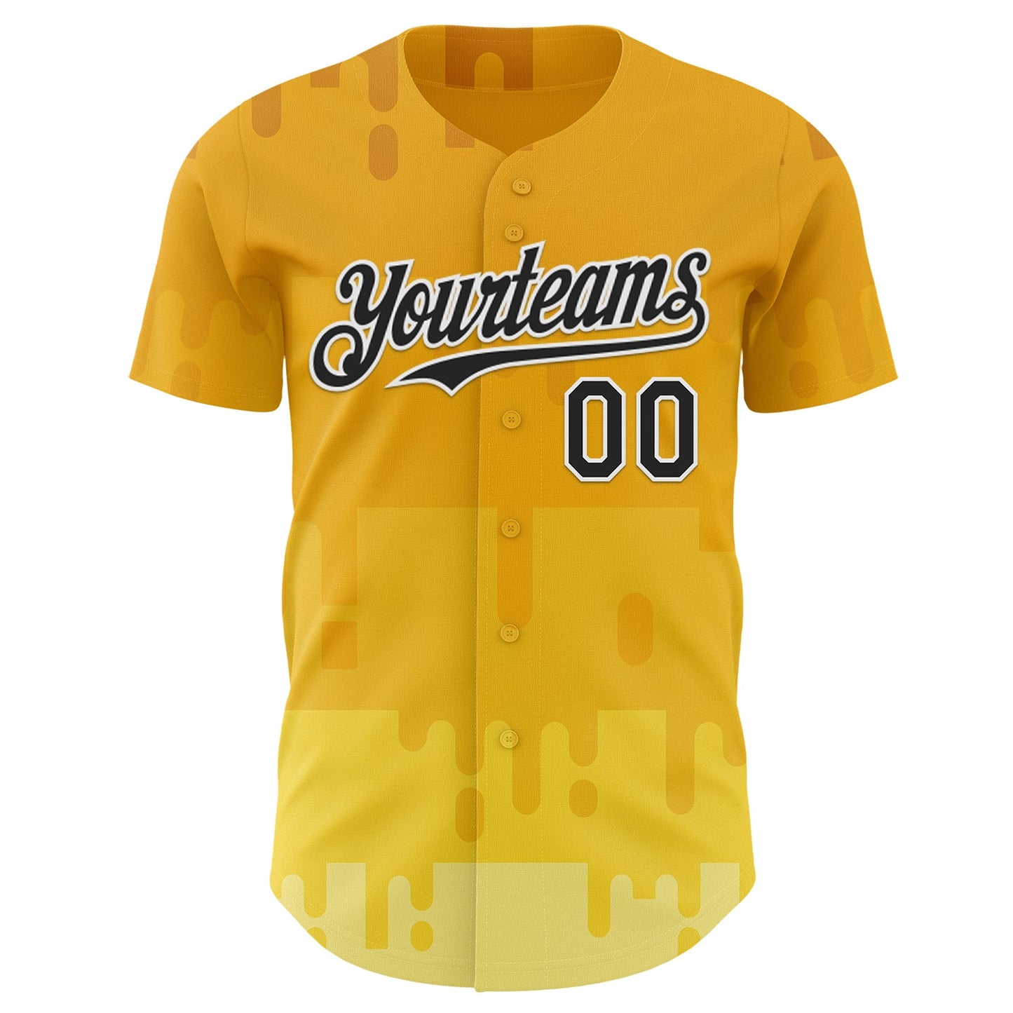 Custom Yellow Black-White Foodie Cheese Authentic Baseball Jersey view 2